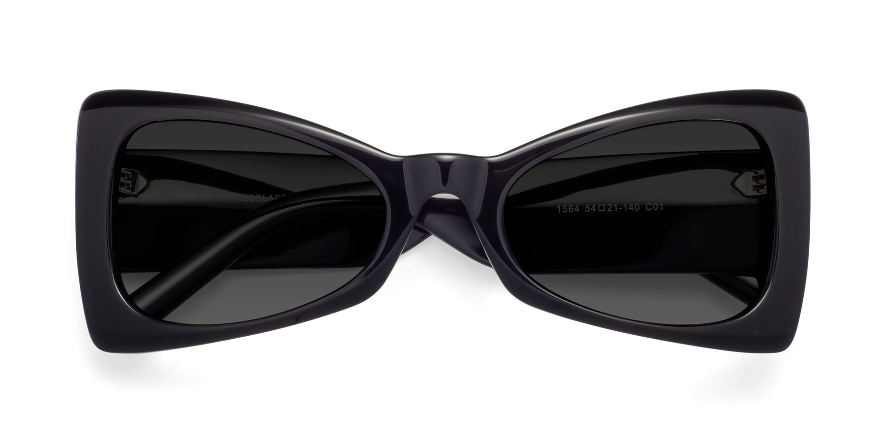 Folded Front of 1564 in Black with Gray Tinted Lenses