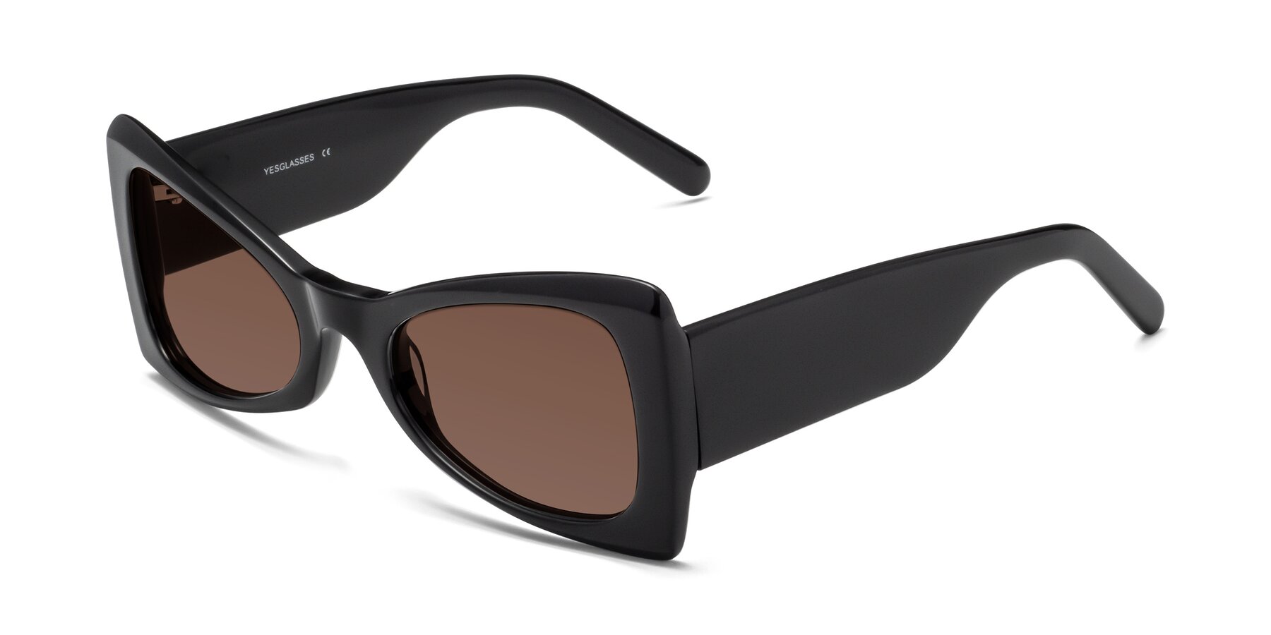 Angle of 1564 in Black with Brown Tinted Lenses