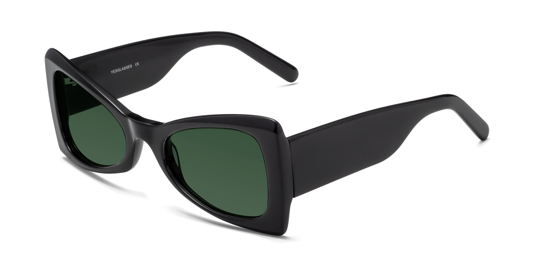 Angle of 1564 in Black with Green Tinted Lenses