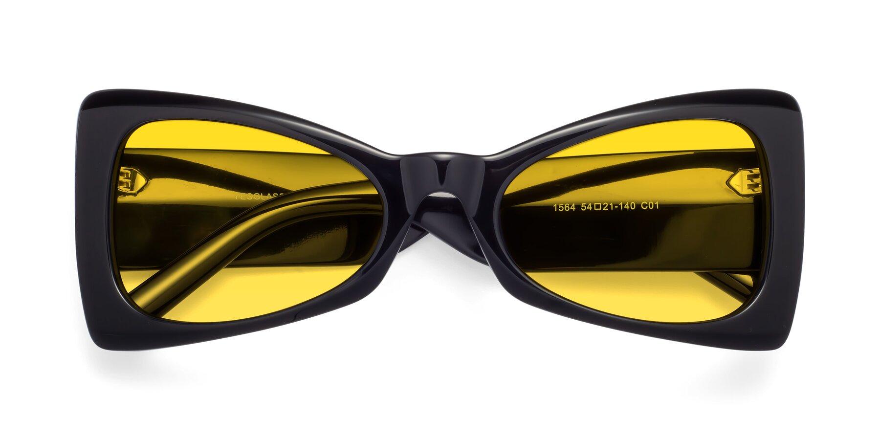 Folded Front of 1564 in Black with Yellow Tinted Lenses
