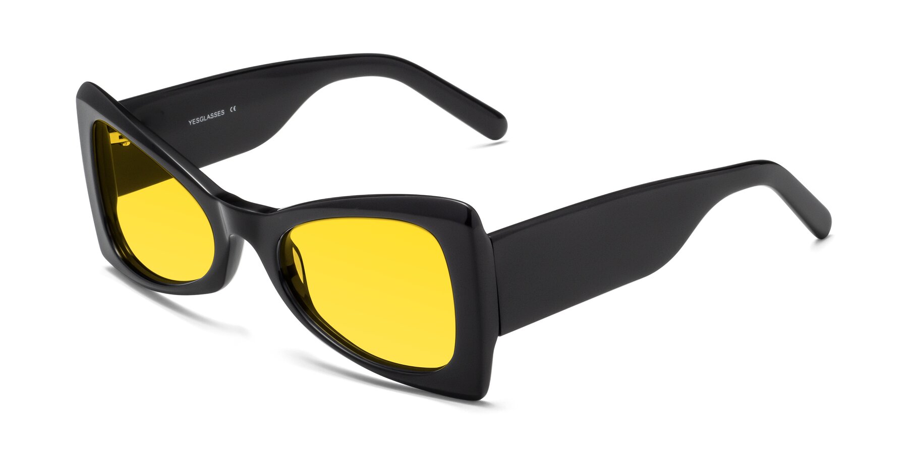 Angle of 1564 in Black with Yellow Tinted Lenses
