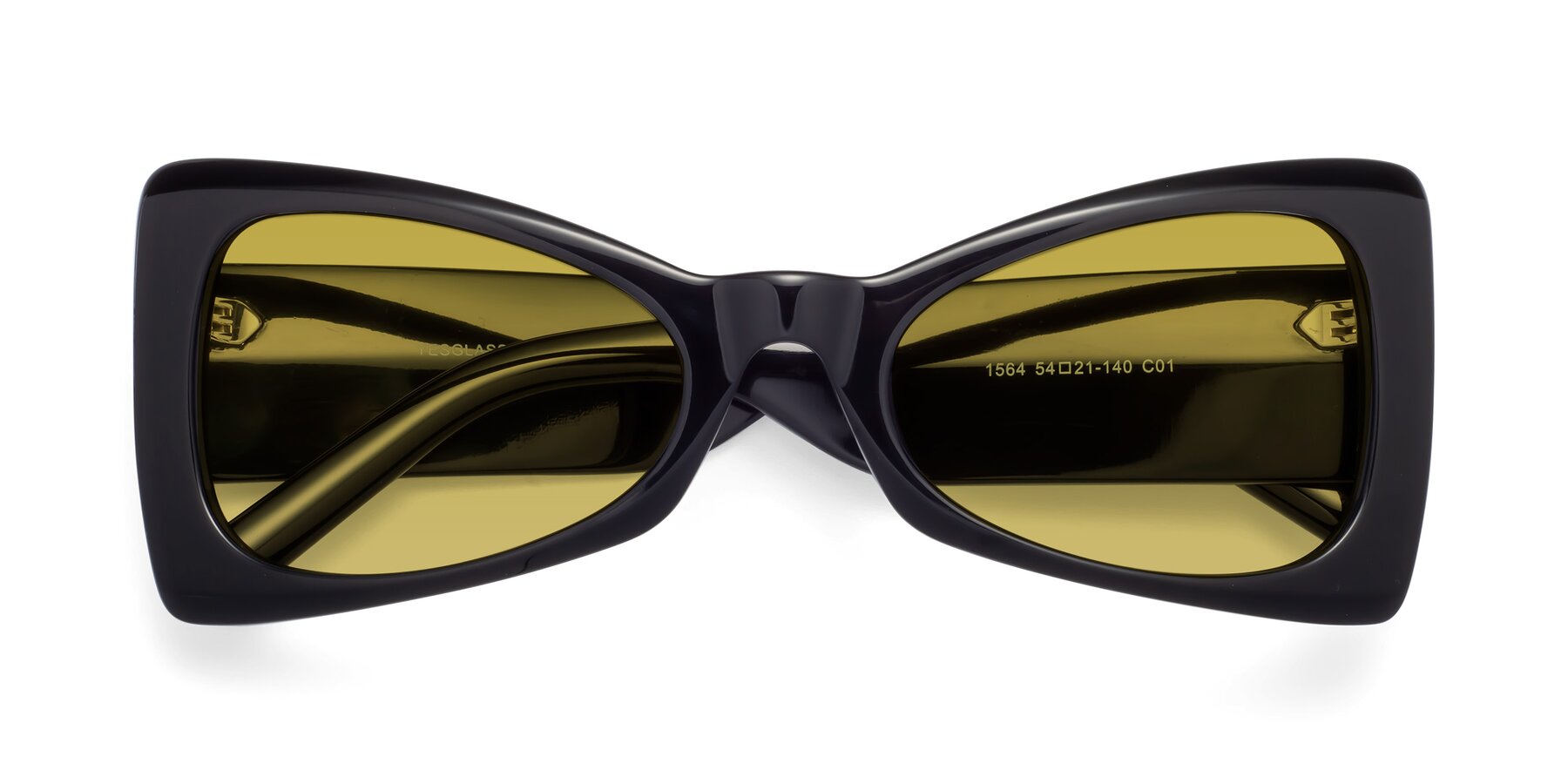 Folded Front of 1564 in Black with Champagne Tinted Lenses