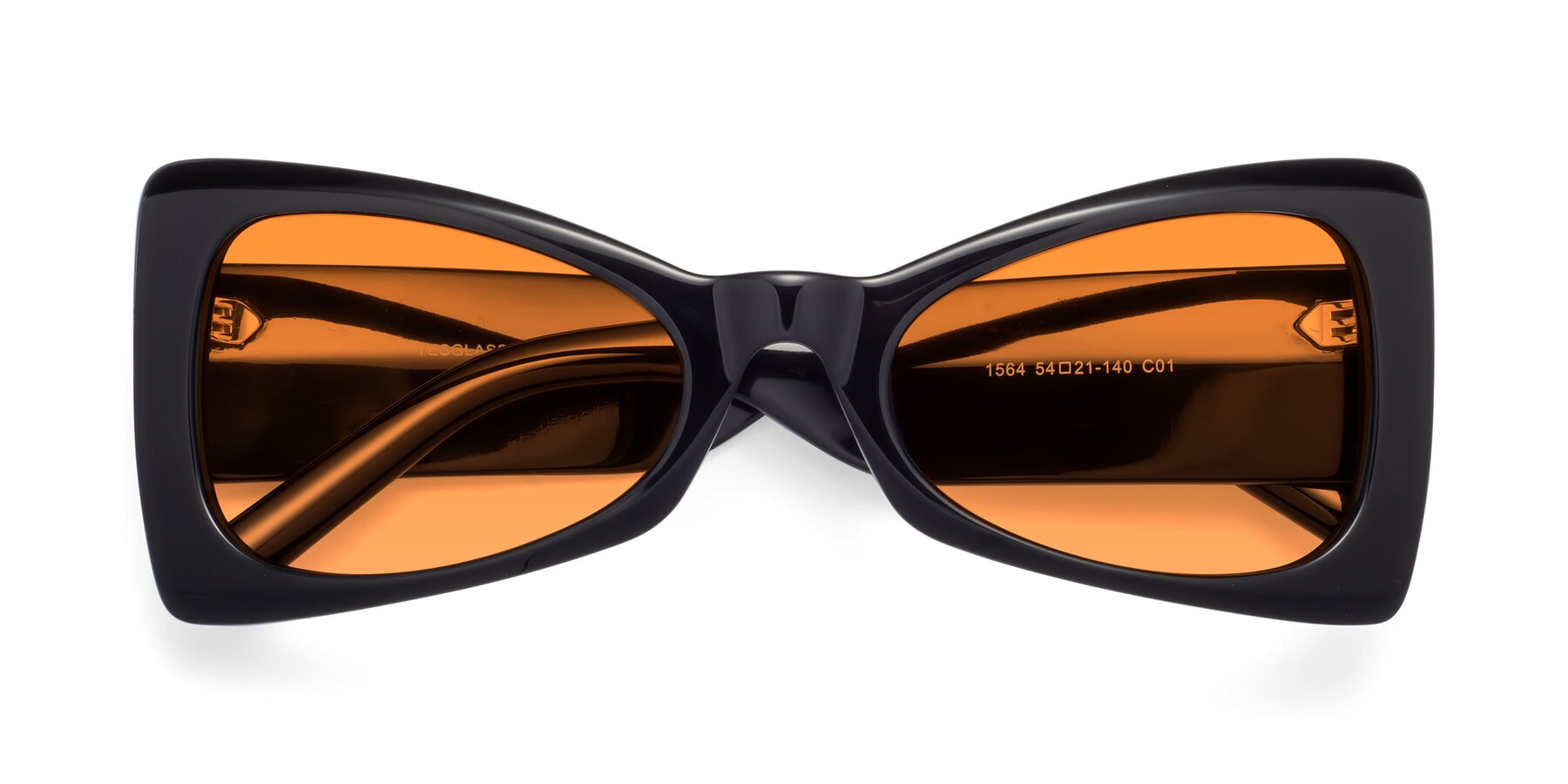Folded Front of 1564 in Black with Orange Tinted Lenses