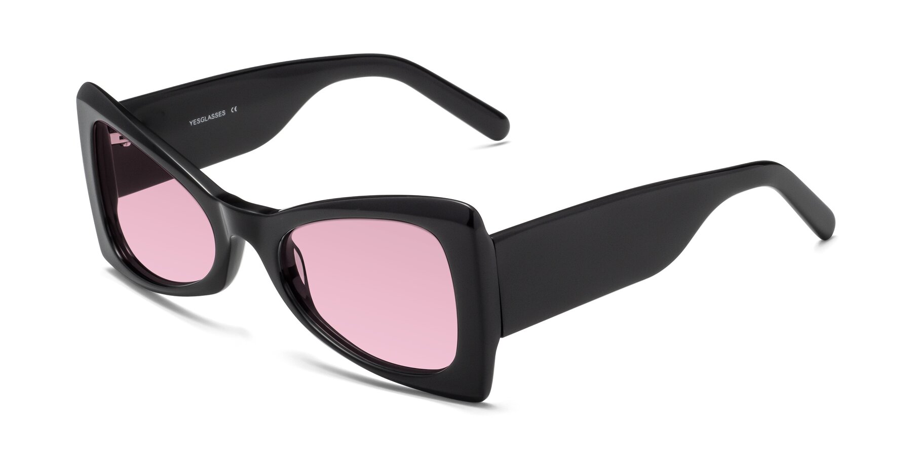 Angle of 1564 in Black with Light Wine Tinted Lenses