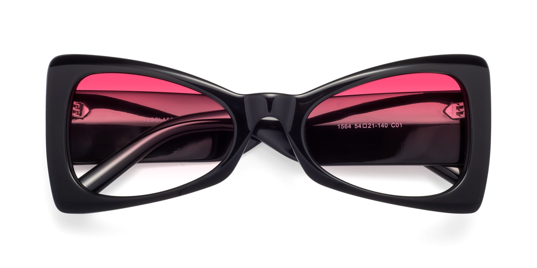 Folded Front of 1564 in Black with Pink Gradient Lenses