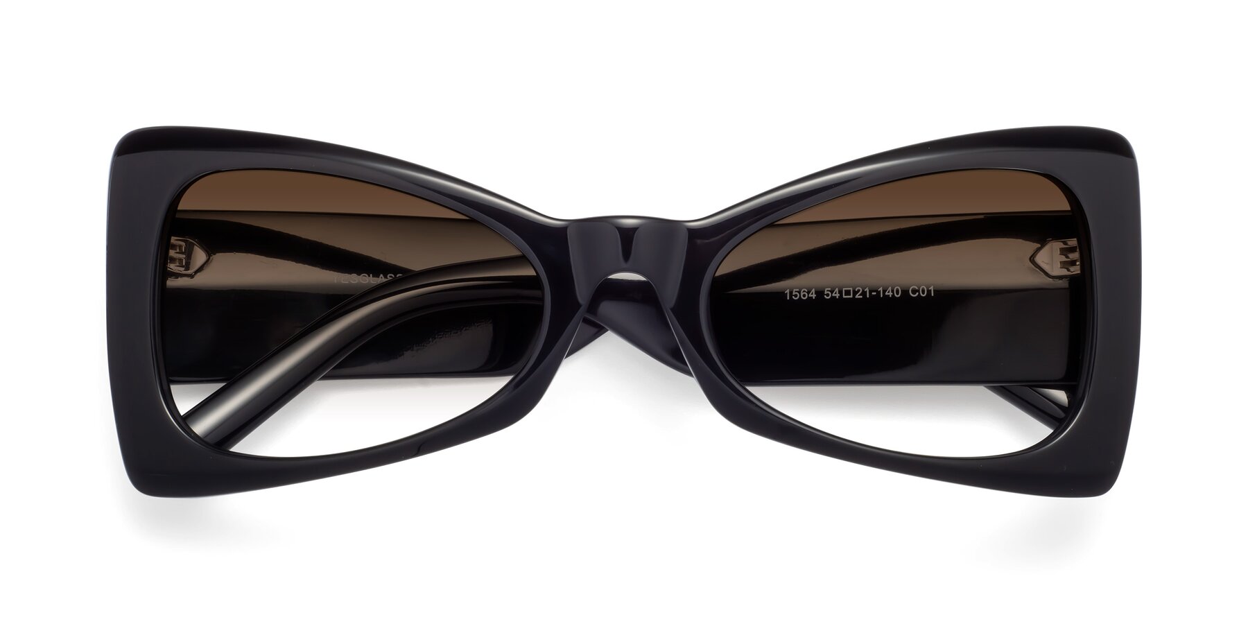 Folded Front of 1564 in Black with Brown Gradient Lenses
