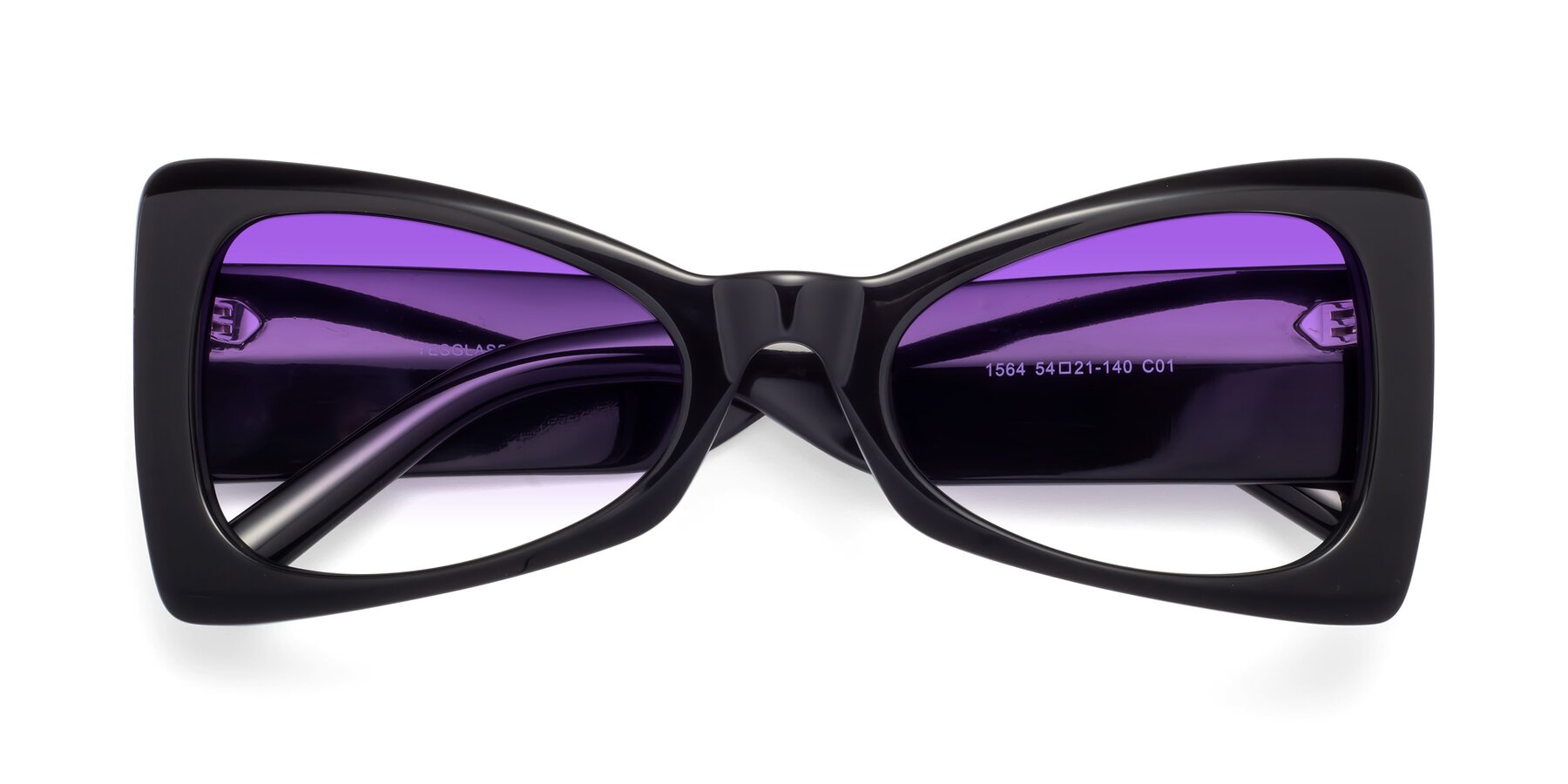 Folded Front of 1564 in Black with Purple Gradient Lenses