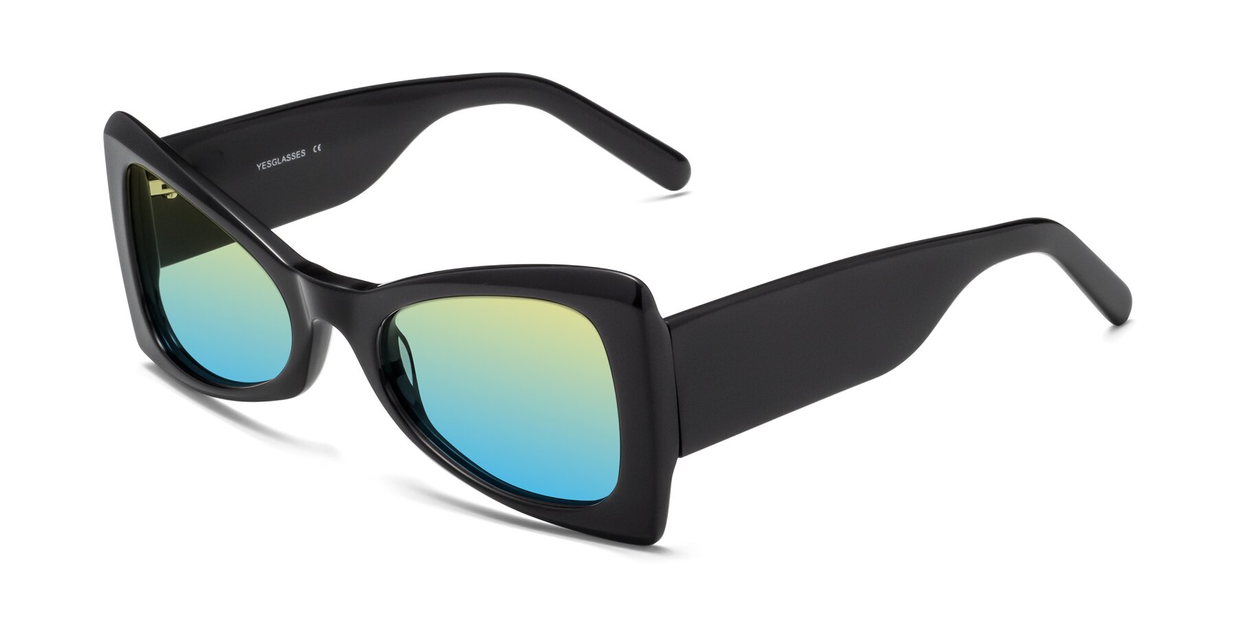 Angle of 1564 in Black with Yellow / Blue Gradient Lenses