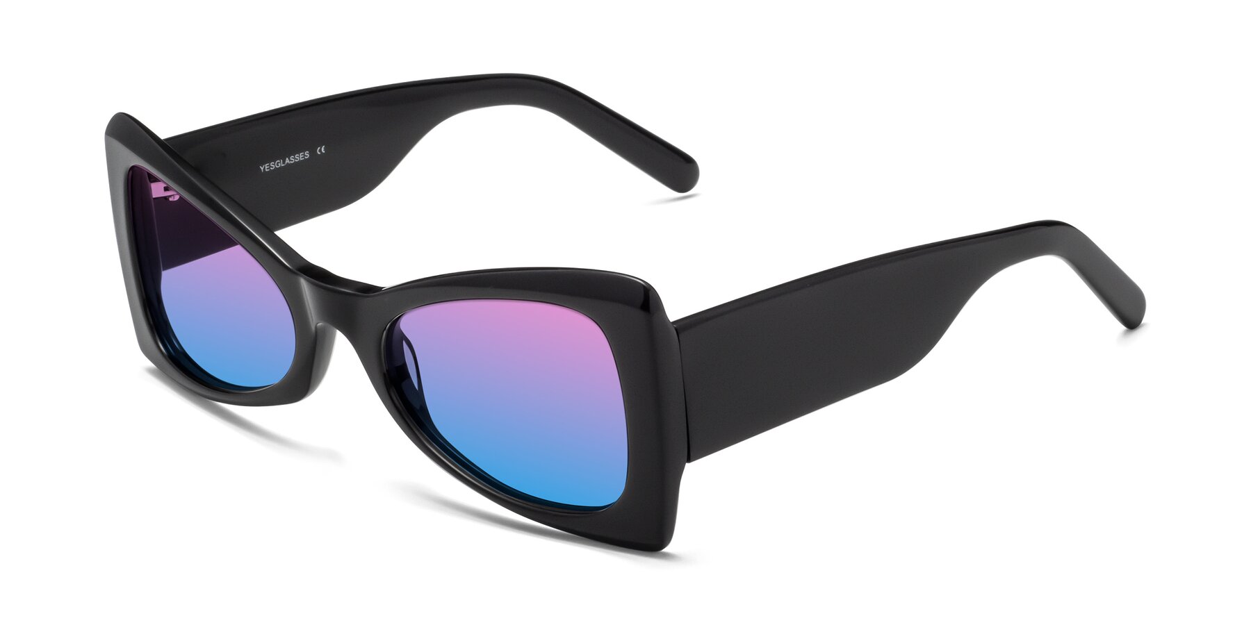 Angle of 1564 in Black with Pink / Blue Gradient Lenses