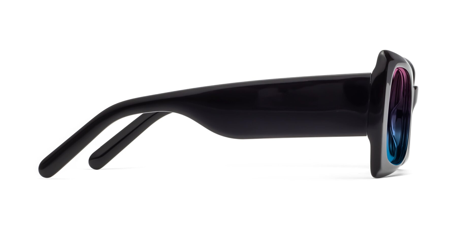 Side of 1564 in Black with Pink / Blue Gradient Lenses