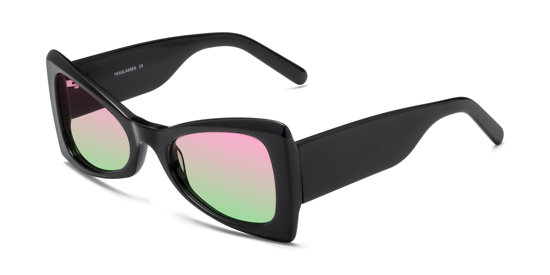 Angle of 1564 in Black with Pink / Green Gradient Lenses