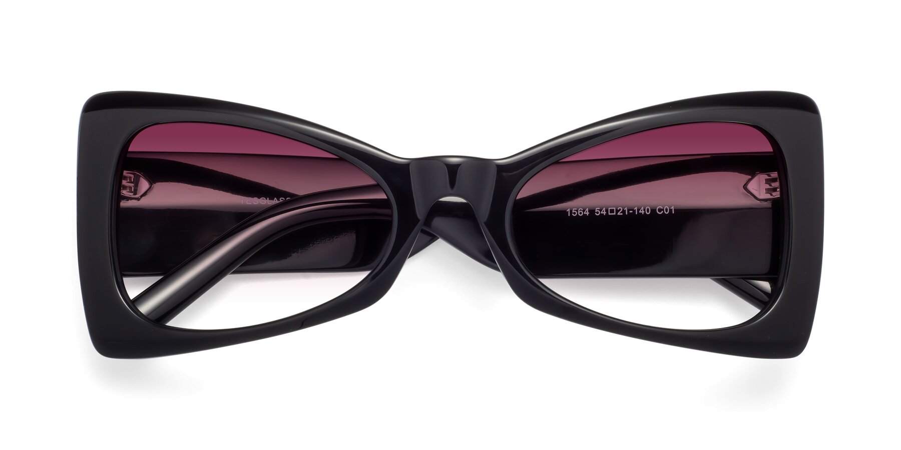 Folded Front of 1564 in Black with Wine Gradient Lenses