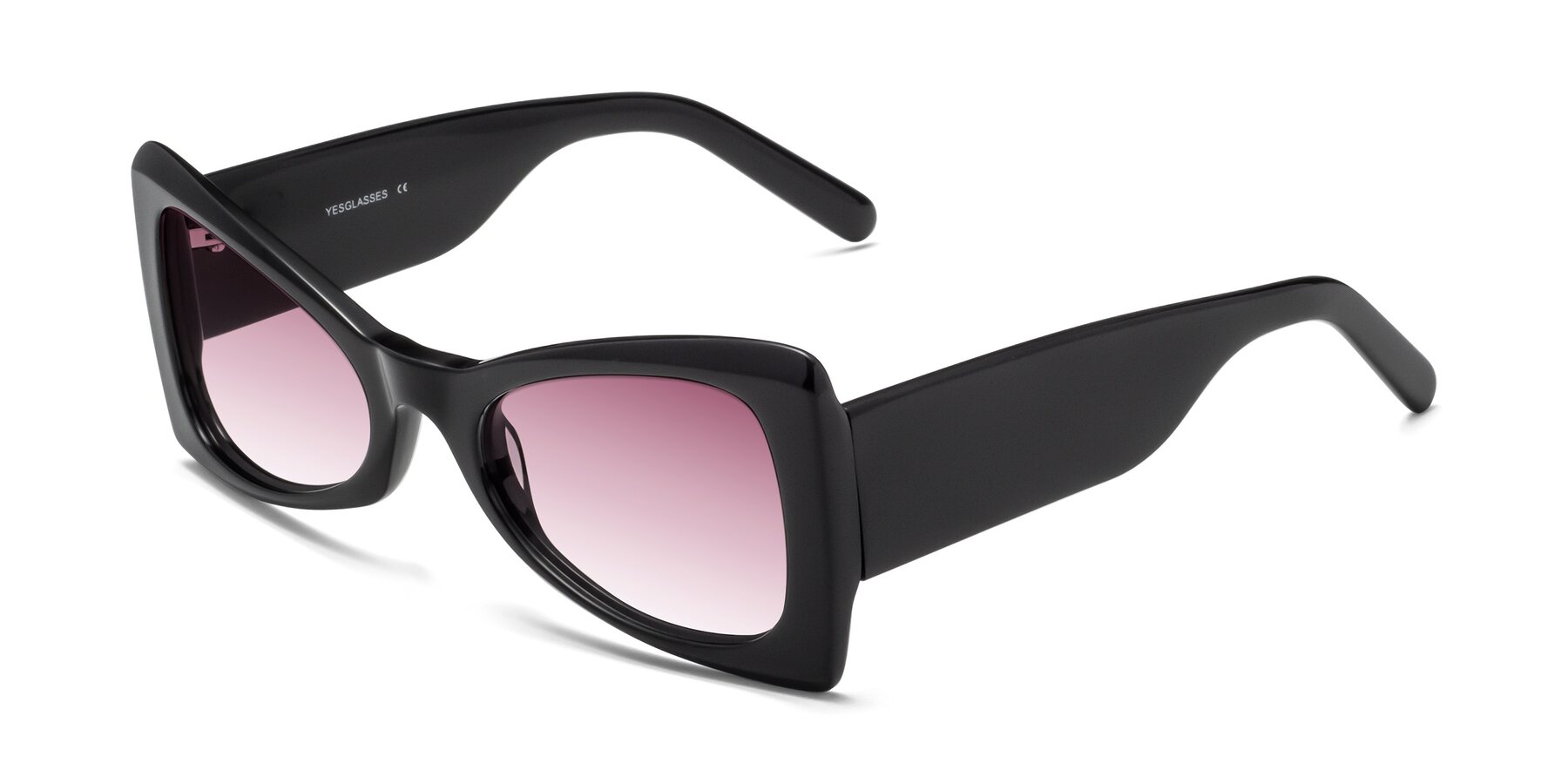 Angle of 1564 in Black with Wine Gradient Lenses