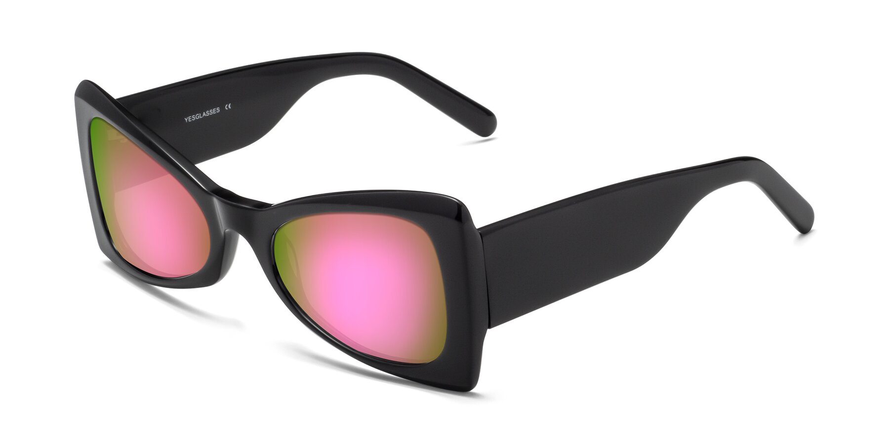 Angle of 1564 in Black with Pink Mirrored Lenses