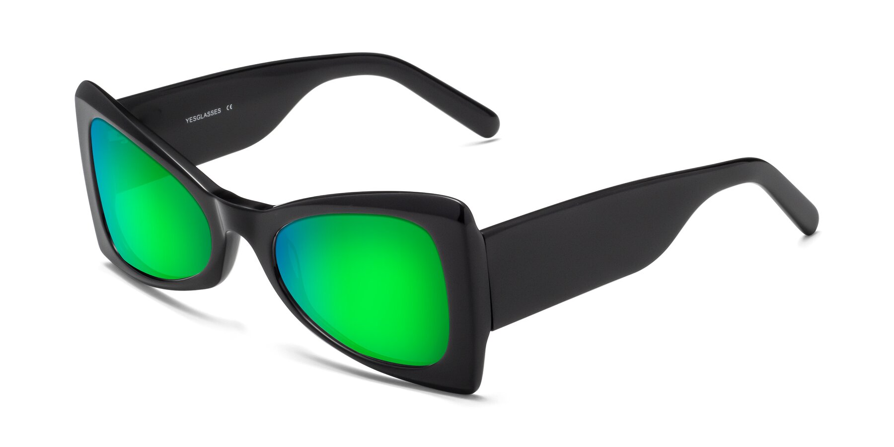Angle of 1564 in Black with Green Mirrored Lenses