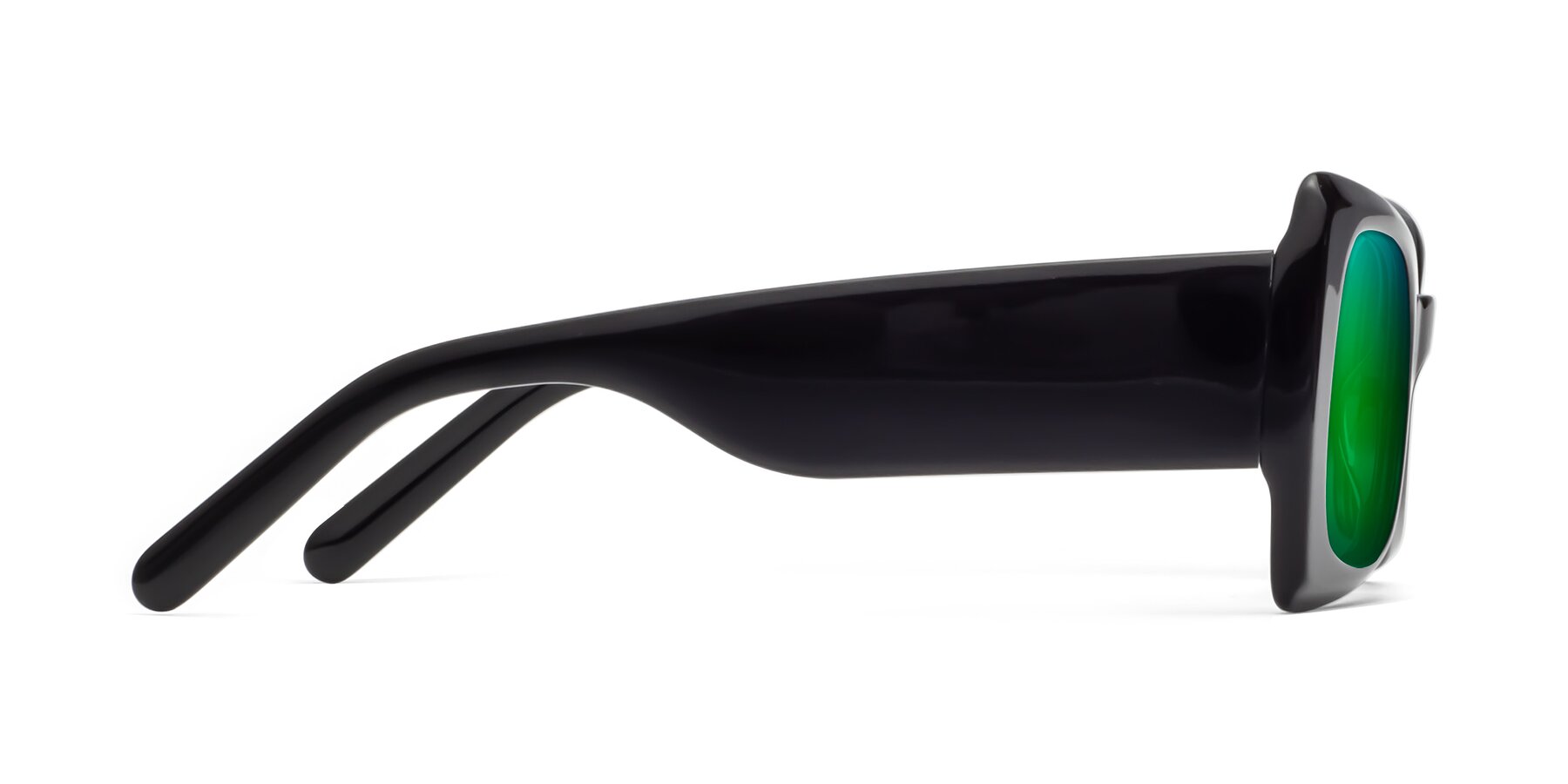 Side of 1564 in Black with Green Mirrored Lenses