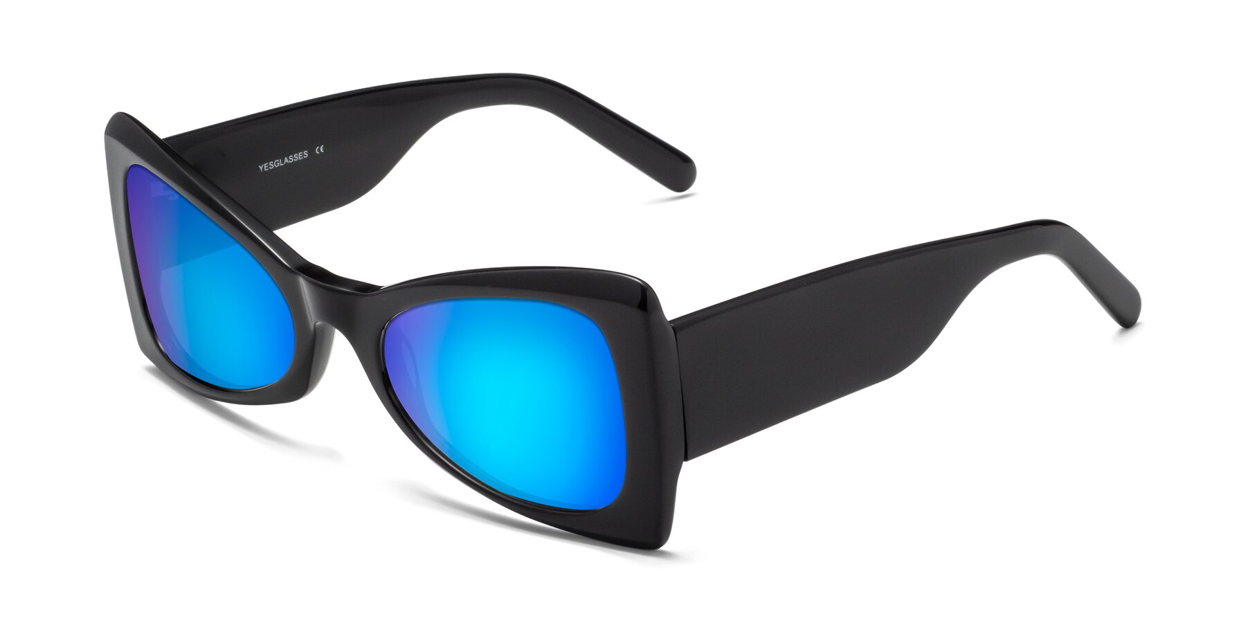 Angle of 1564 in Black with Blue Mirrored Lenses