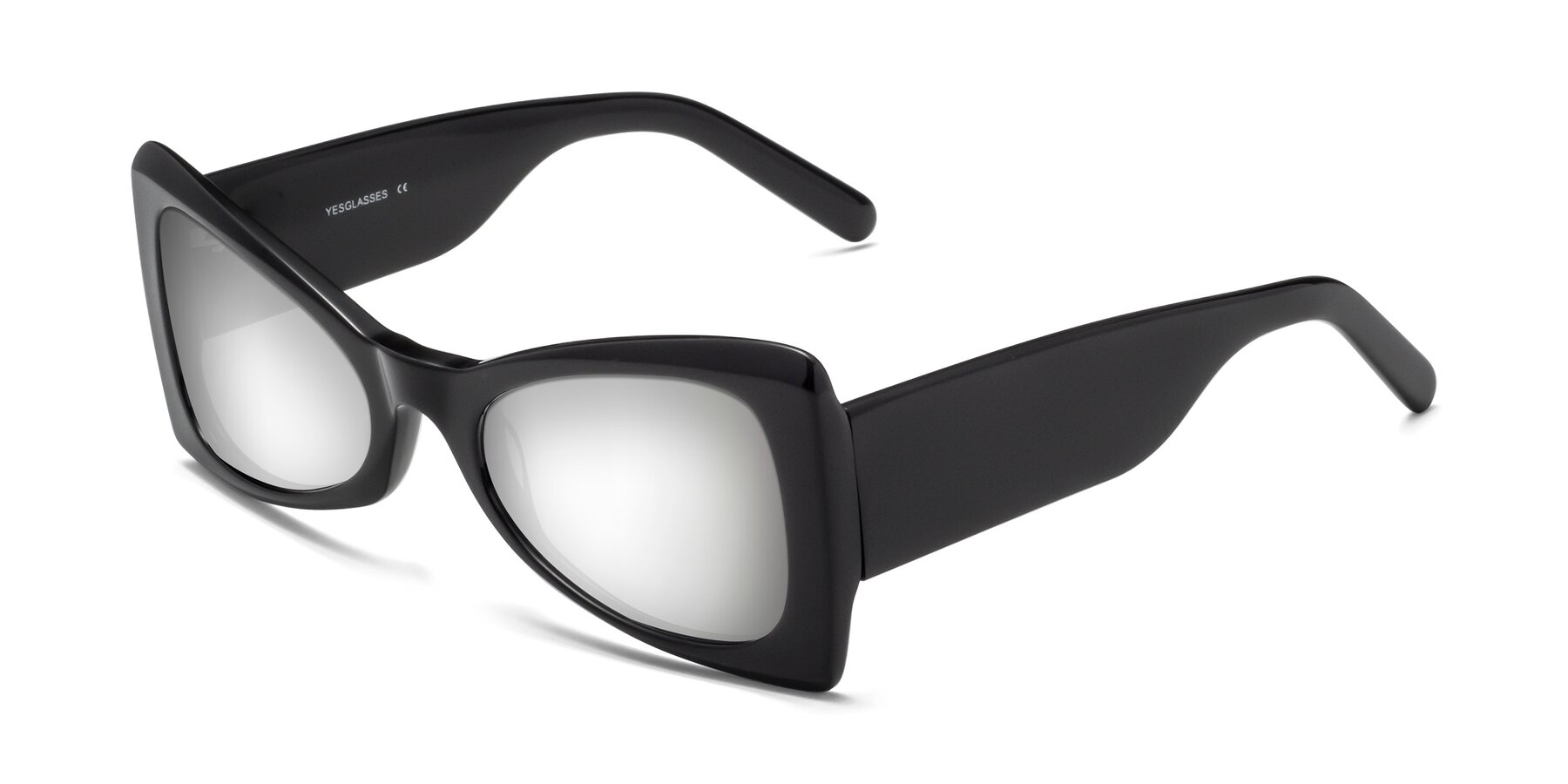 Angle of 1564 in Black with Silver Mirrored Lenses