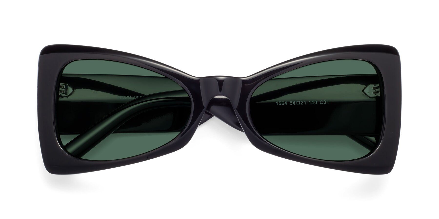Folded Front of 1564 in Black with Green Polarized Lenses