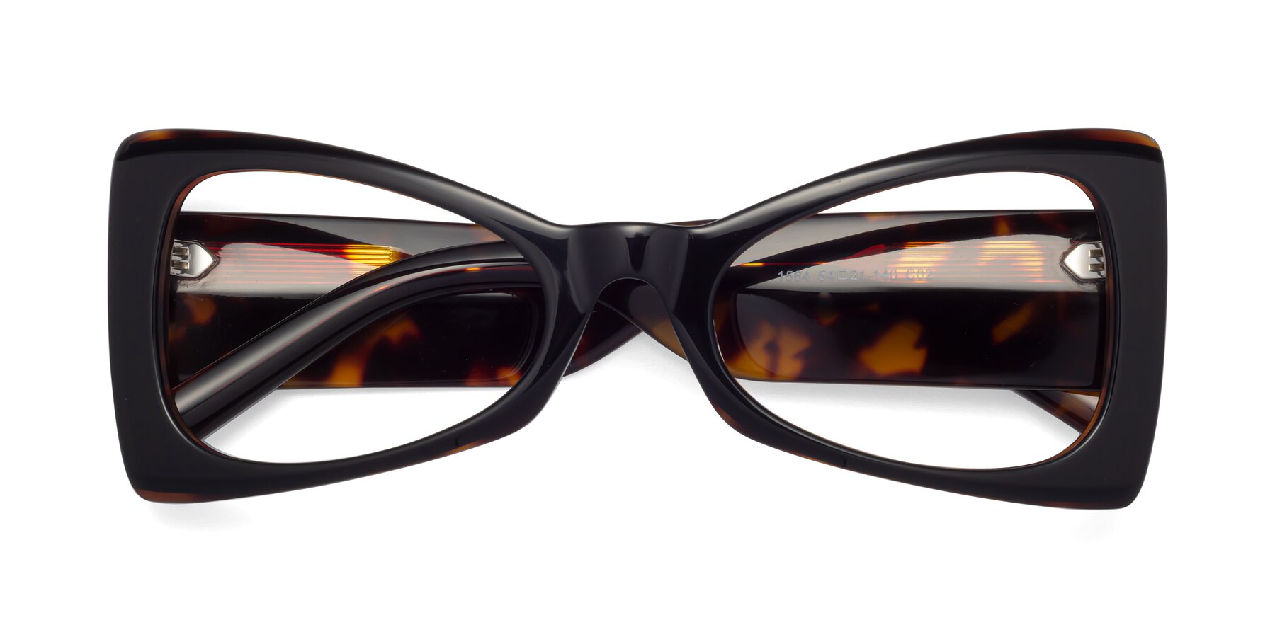 Folded Front of 1564 in Black-Tortoise with Clear Blue Light Blocking Lenses
