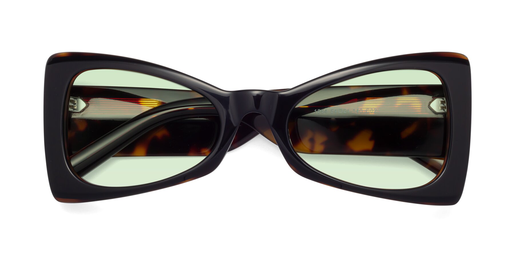 Folded Front of 1564 in Black-Tortoise with Light Green Tinted Lenses