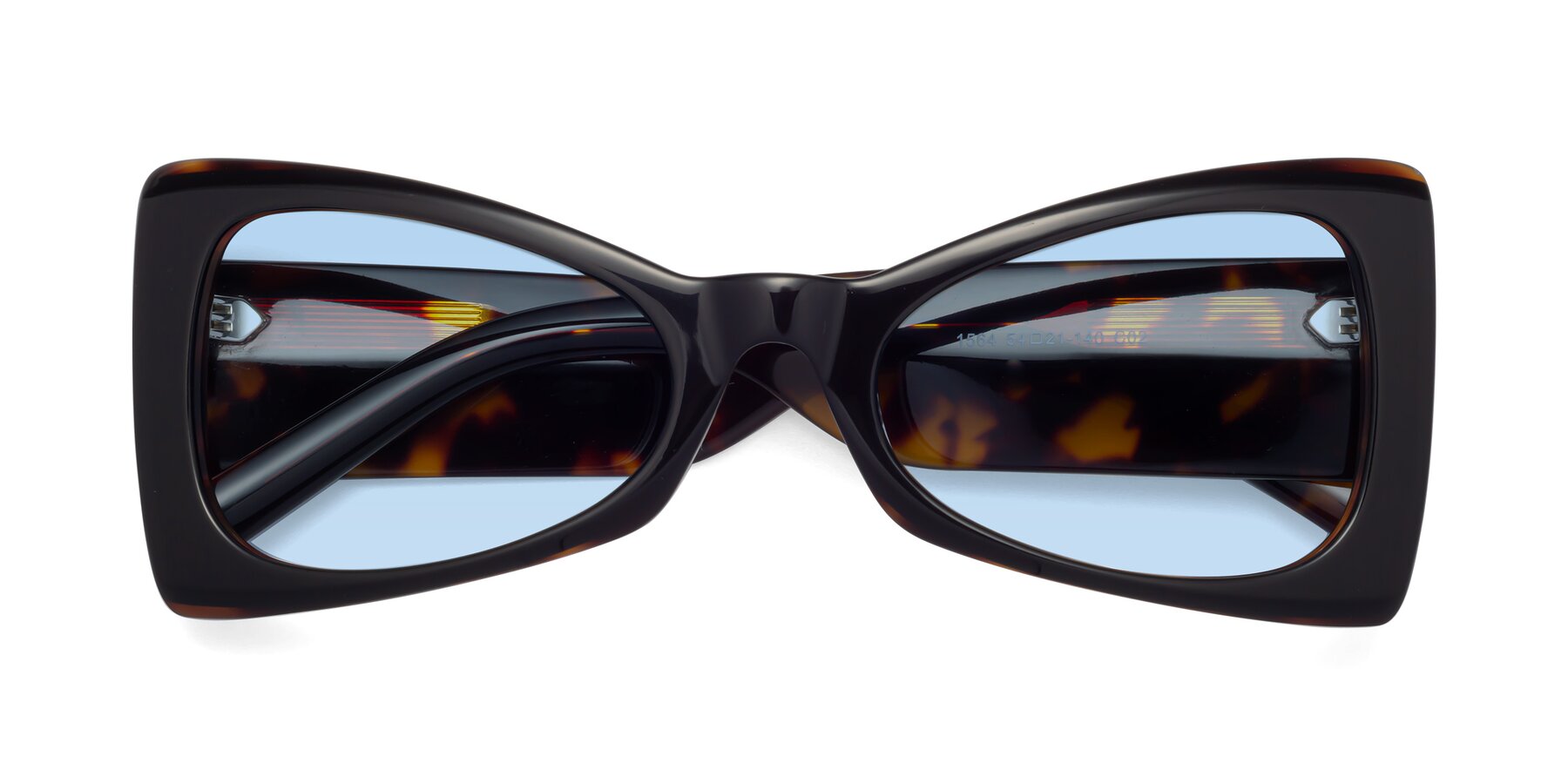 Folded Front of 1564 in Black-Tortoise with Light Blue Tinted Lenses