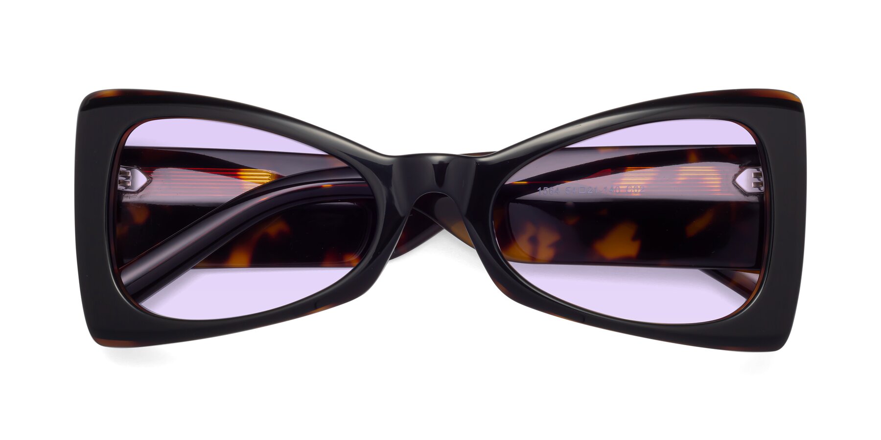 Folded Front of 1564 in Black-Tortoise with Light Purple Tinted Lenses