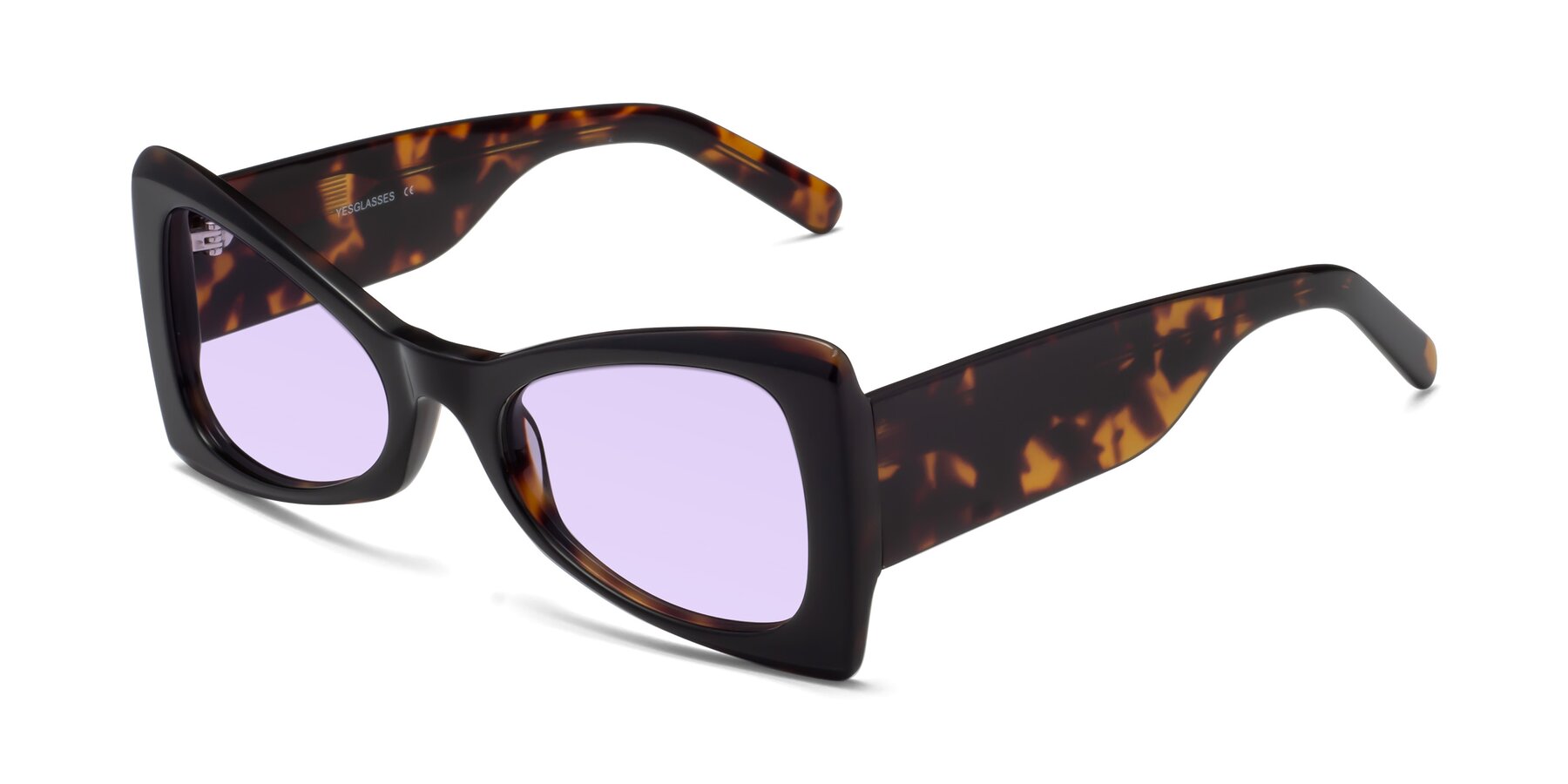 Angle of 1564 in Black-Tortoise with Light Purple Tinted Lenses