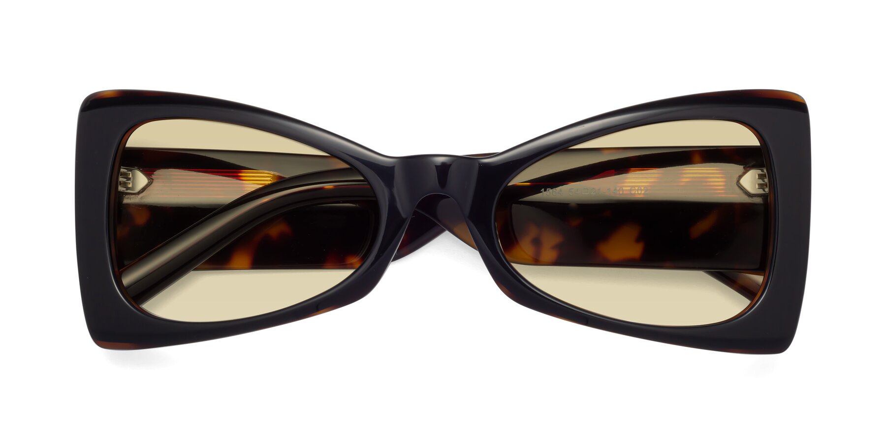 Folded Front of 1564 in Black-Tortoise with Light Champagne Tinted Lenses