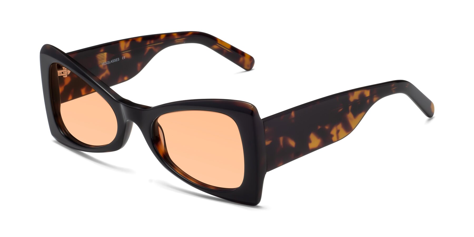 Angle of 1564 in Black-Tortoise with Light Orange Tinted Lenses