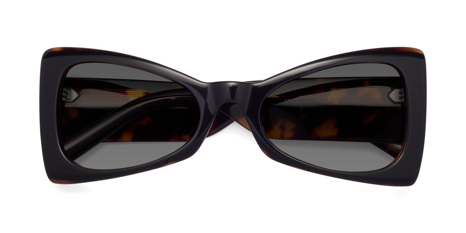 Folded Front of 1564 in Black-Tortoise with Medium Gray Tinted Lenses
