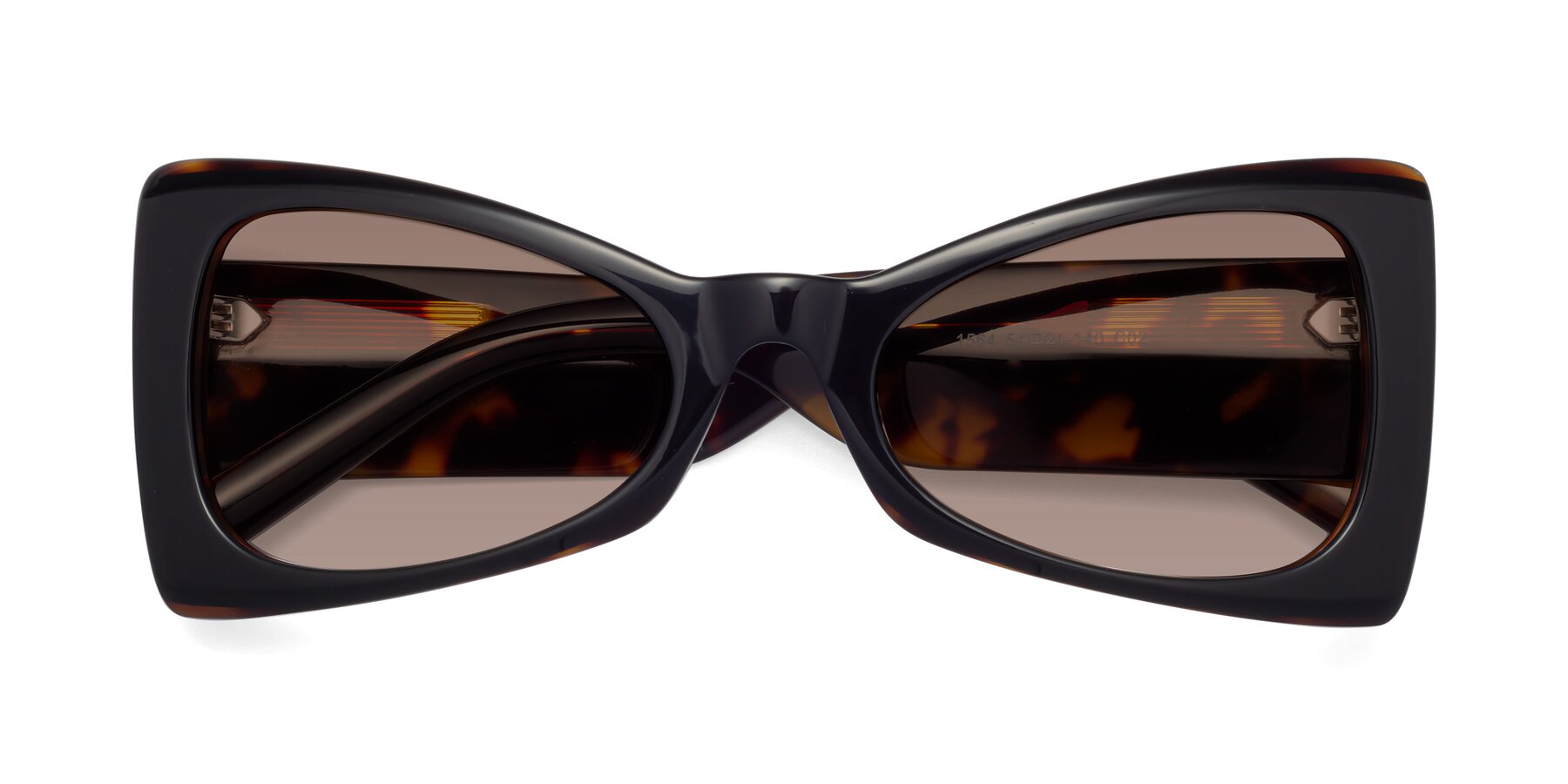 Folded Front of 1564 in Black-Tortoise with Medium Brown Tinted Lenses
