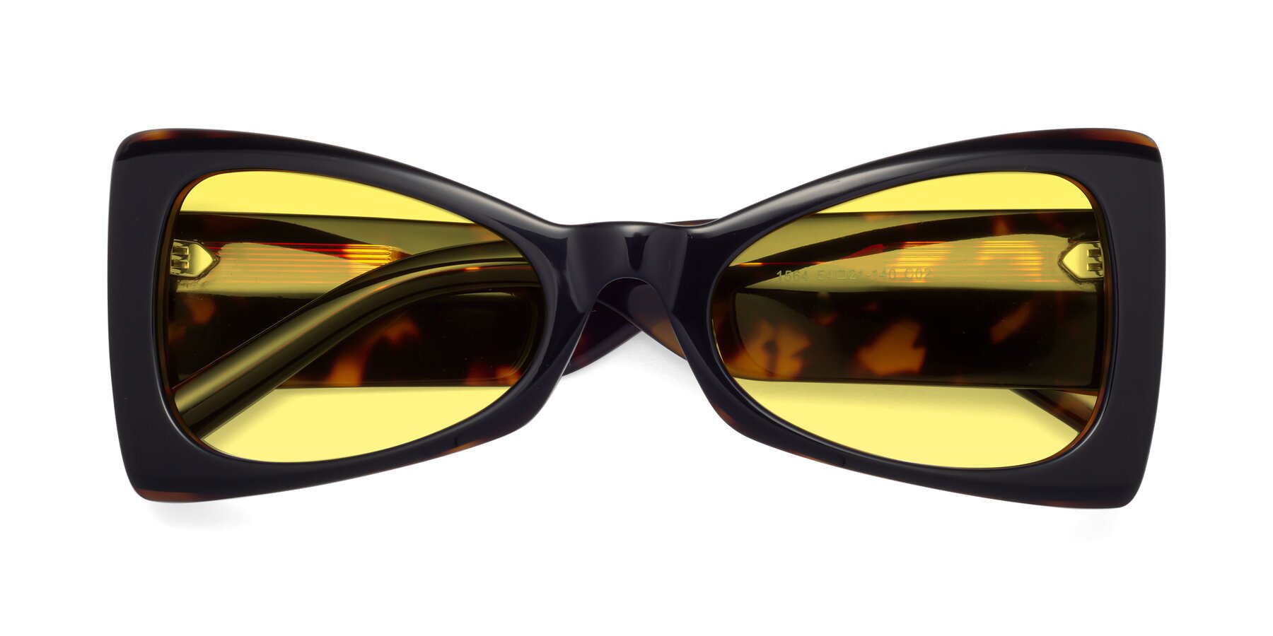 Folded Front of 1564 in Black-Tortoise with Medium Yellow Tinted Lenses