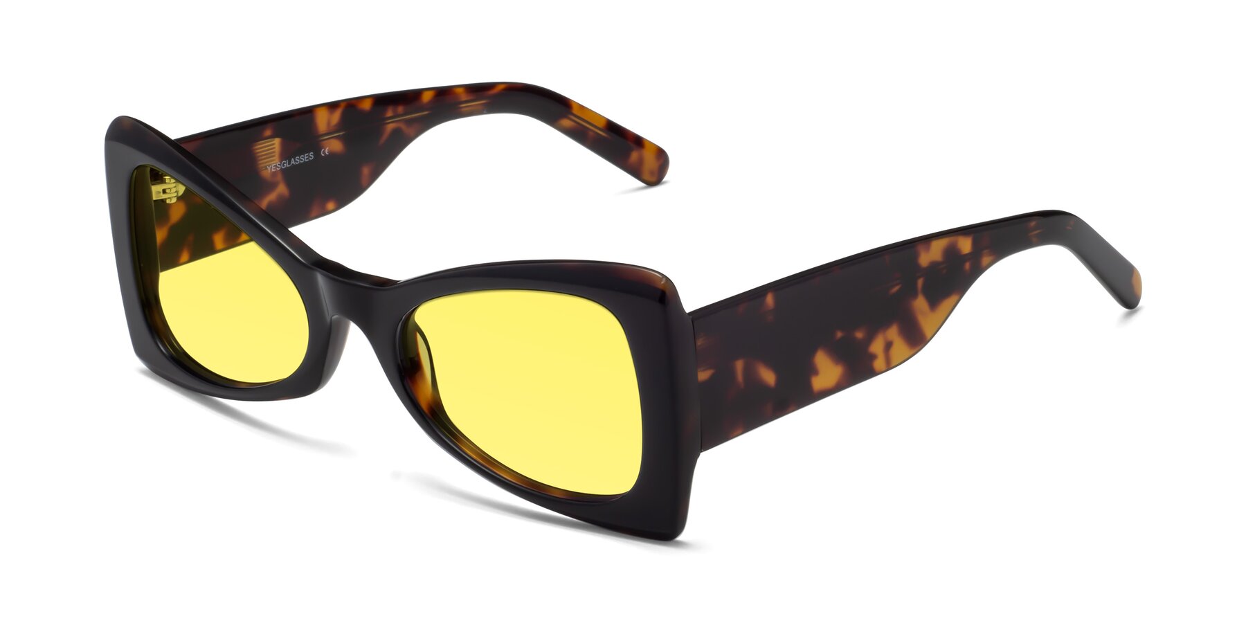 Angle of 1564 in Black-Tortoise with Medium Yellow Tinted Lenses