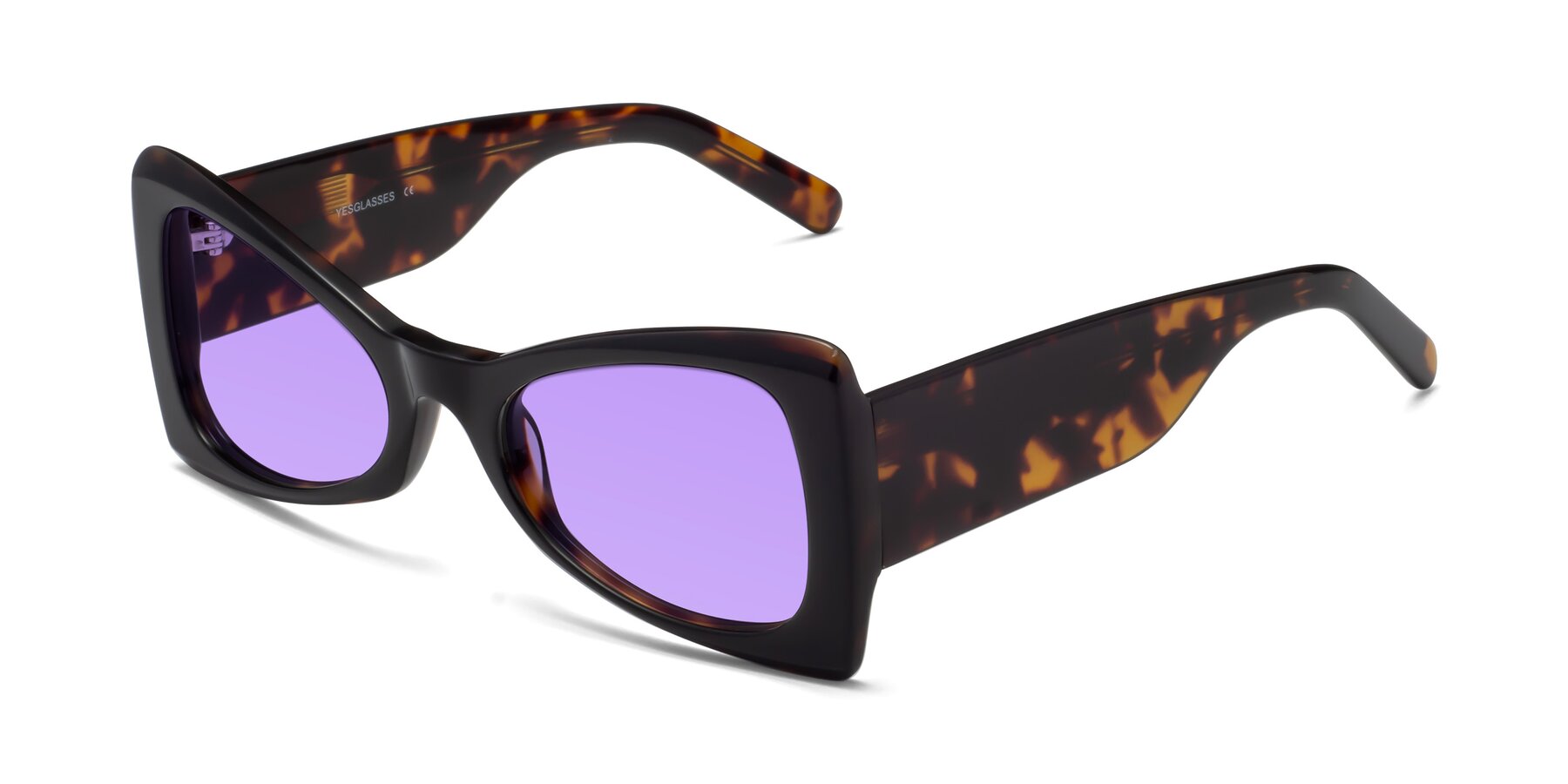 Angle of 1564 in Black-Tortoise with Medium Purple Tinted Lenses