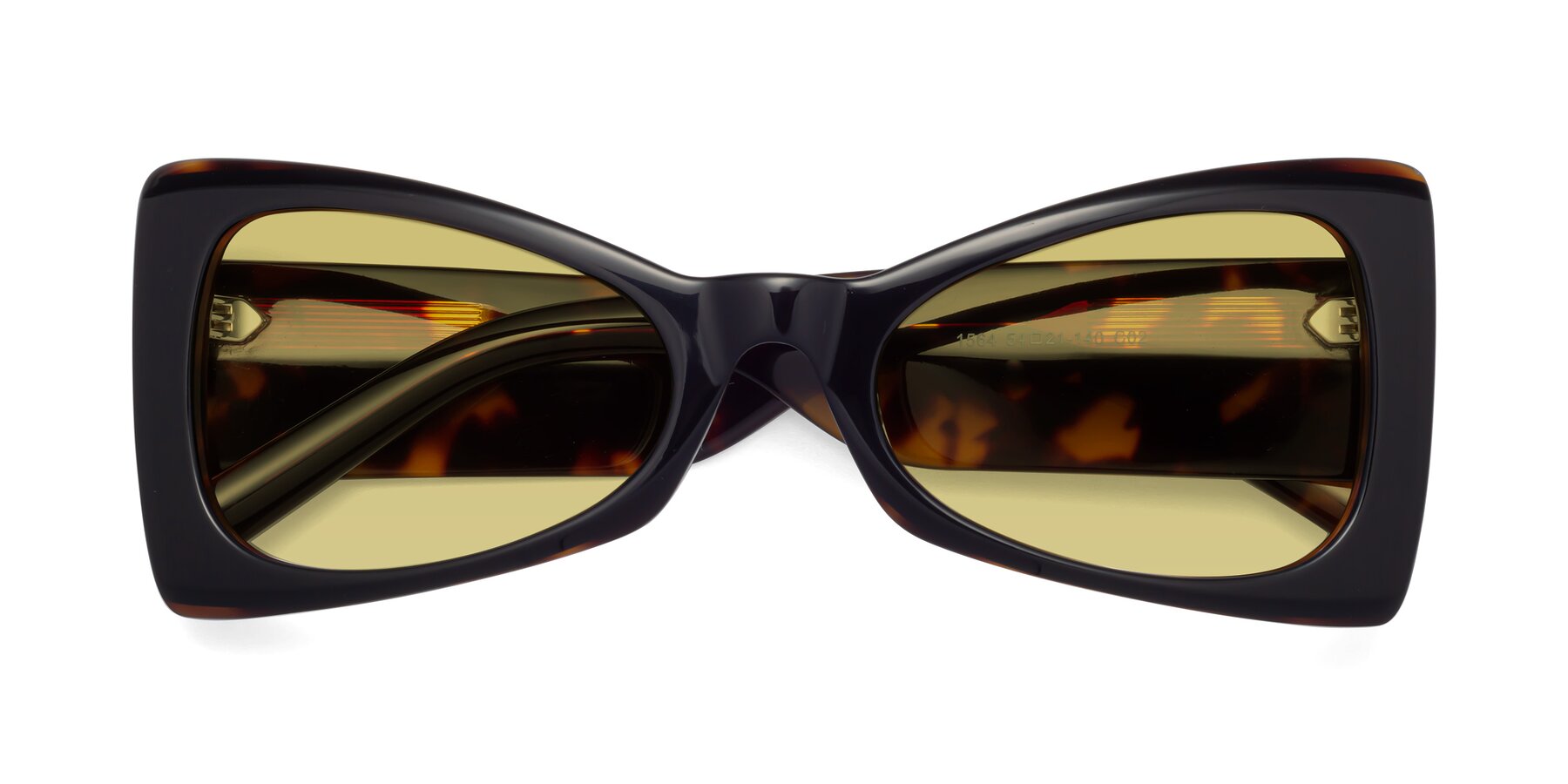 Folded Front of 1564 in Black-Tortoise with Medium Champagne Tinted Lenses