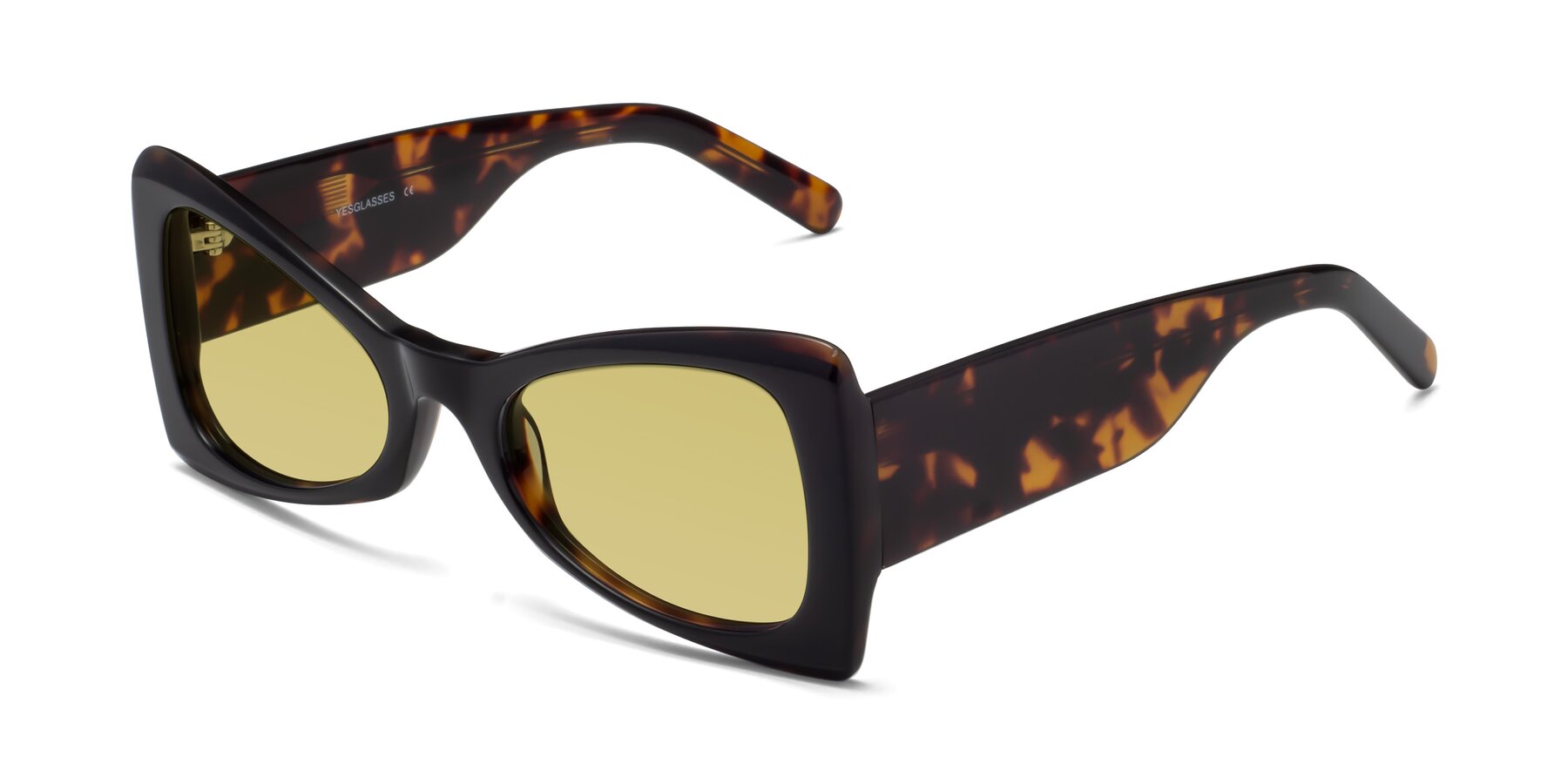Angle of 1564 in Black-Tortoise with Medium Champagne Tinted Lenses