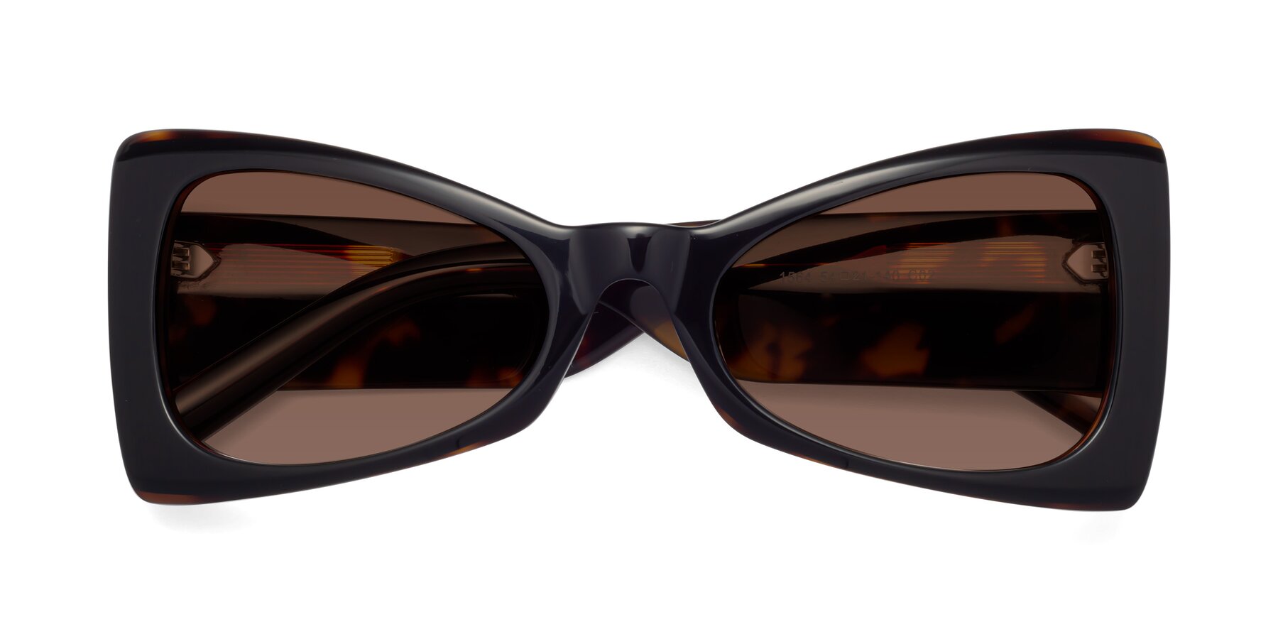 Folded Front of 1564 in Black-Tortoise with Brown Tinted Lenses