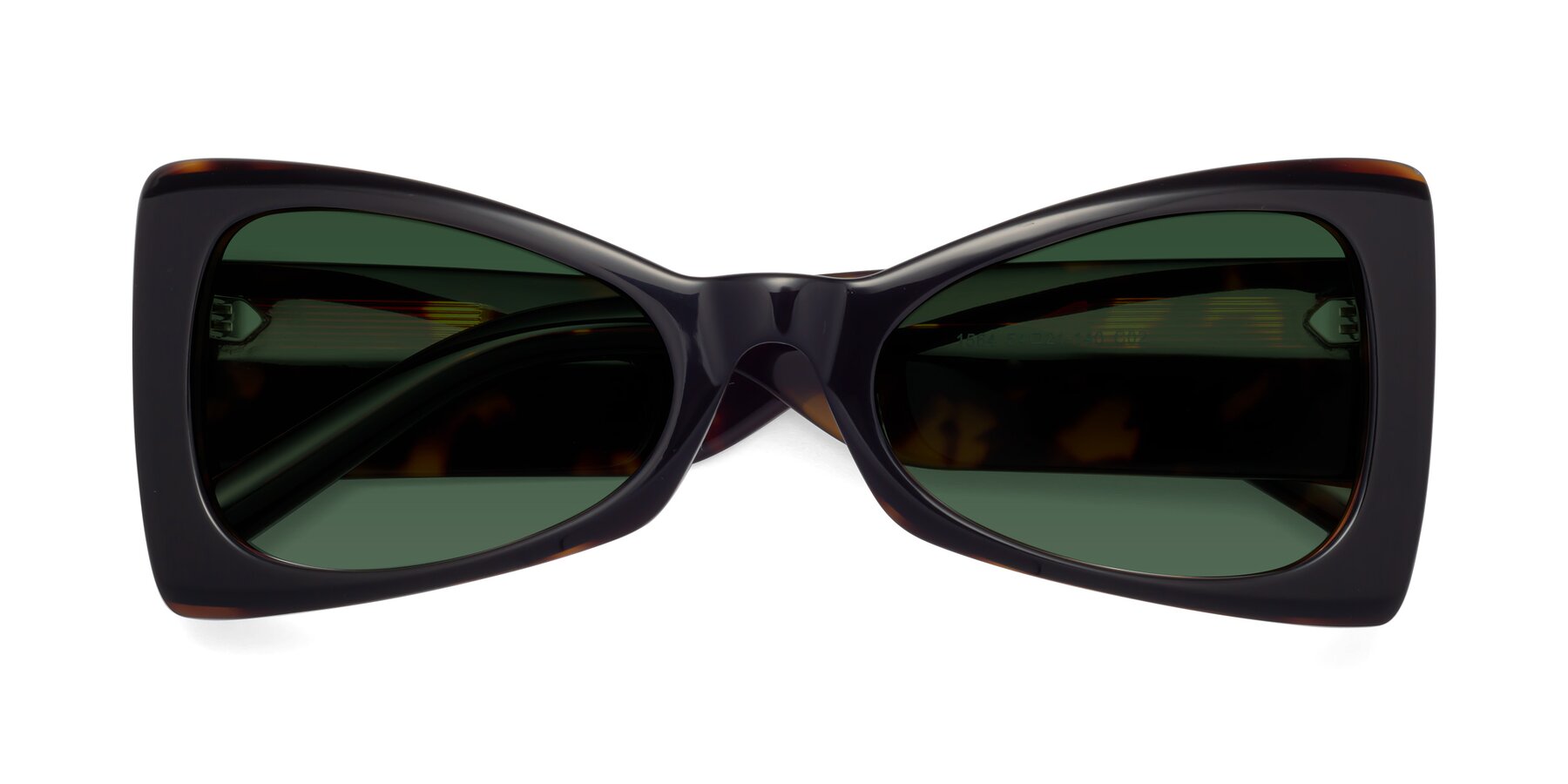 Folded Front of 1564 in Black-Tortoise with Green Tinted Lenses