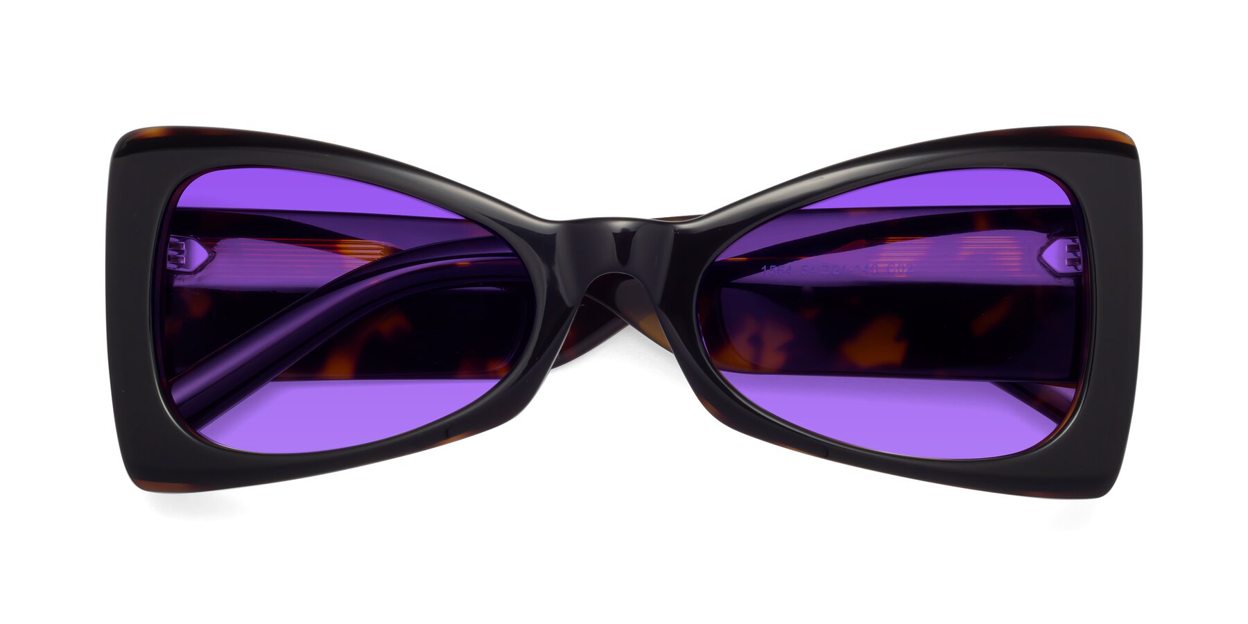 Folded Front of 1564 in Black-Tortoise with Purple Tinted Lenses