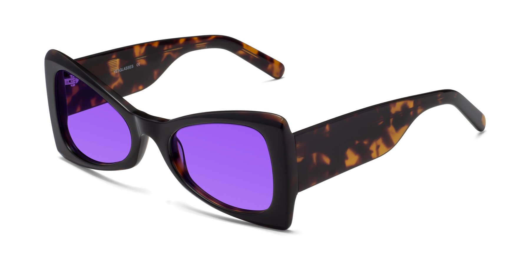 Angle of 1564 in Black-Tortoise with Purple Tinted Lenses