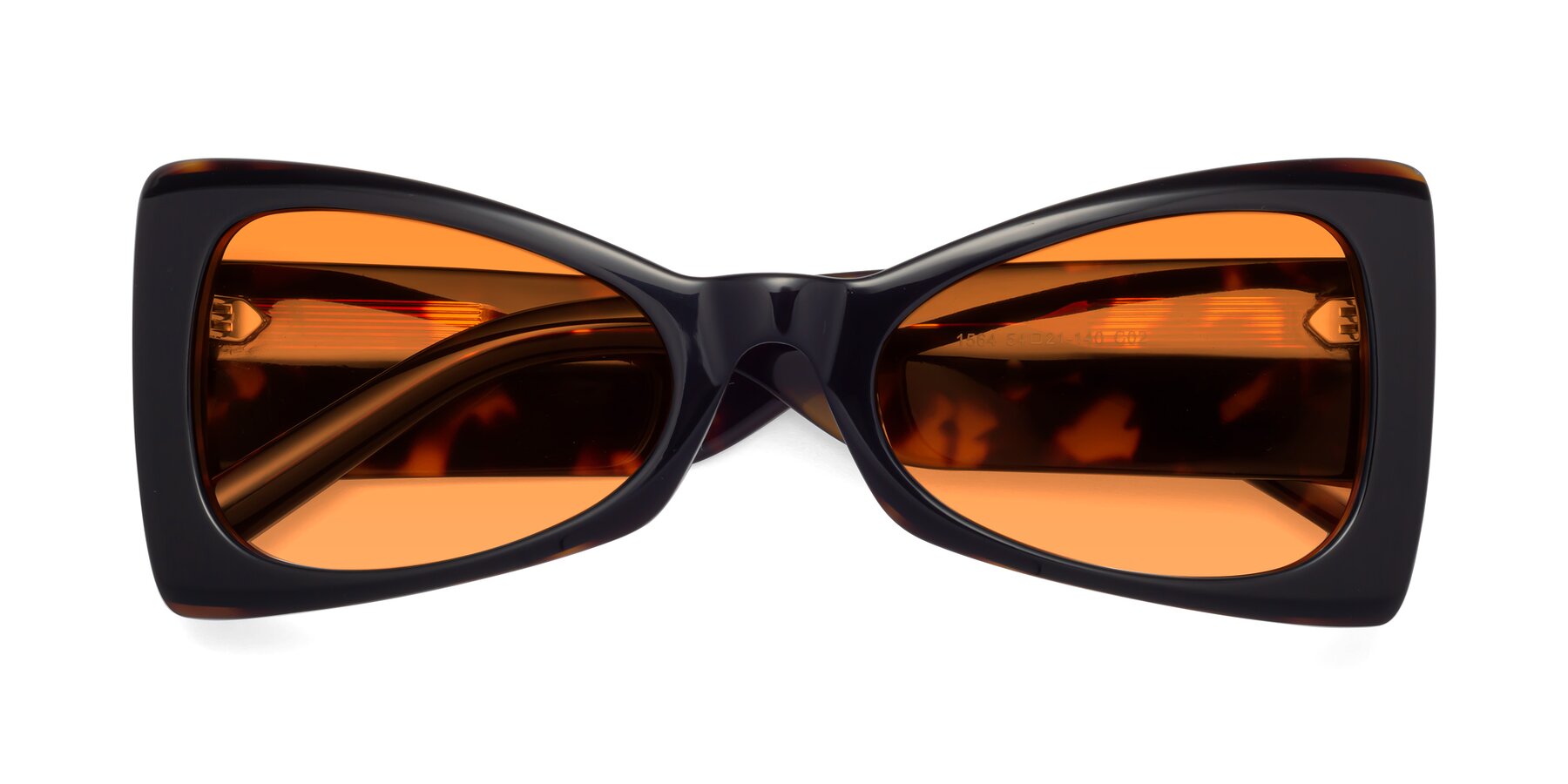 Folded Front of 1564 in Black-Tortoise with Orange Tinted Lenses