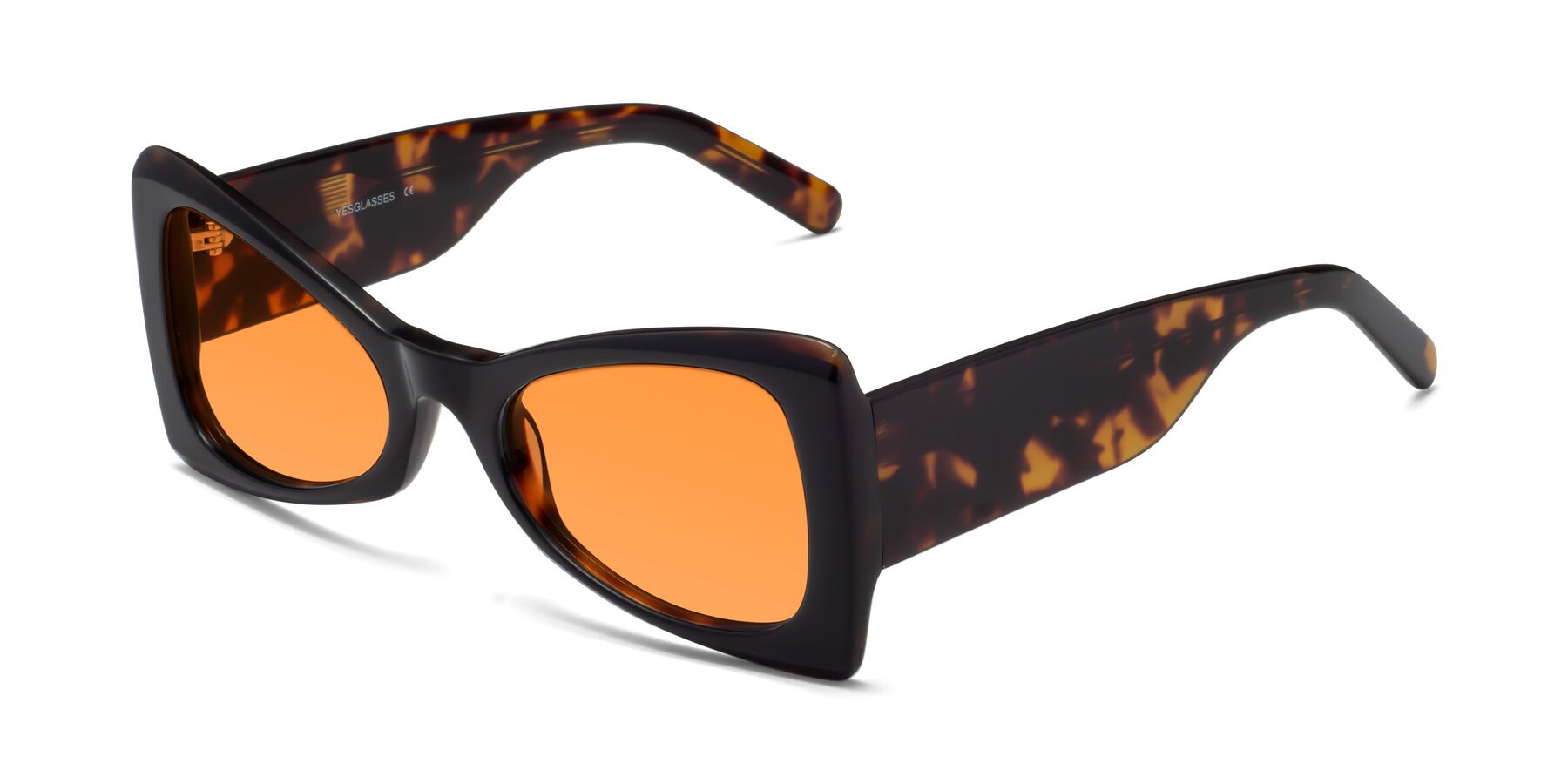 Angle of 1564 in Black-Tortoise with Orange Tinted Lenses