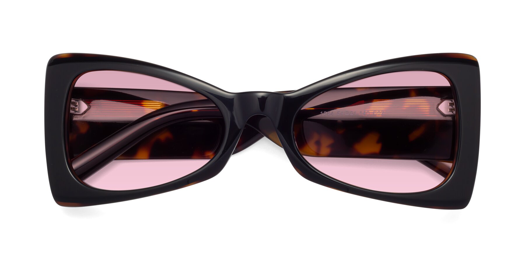 Folded Front of 1564 in Black-Tortoise with Light Wine Tinted Lenses