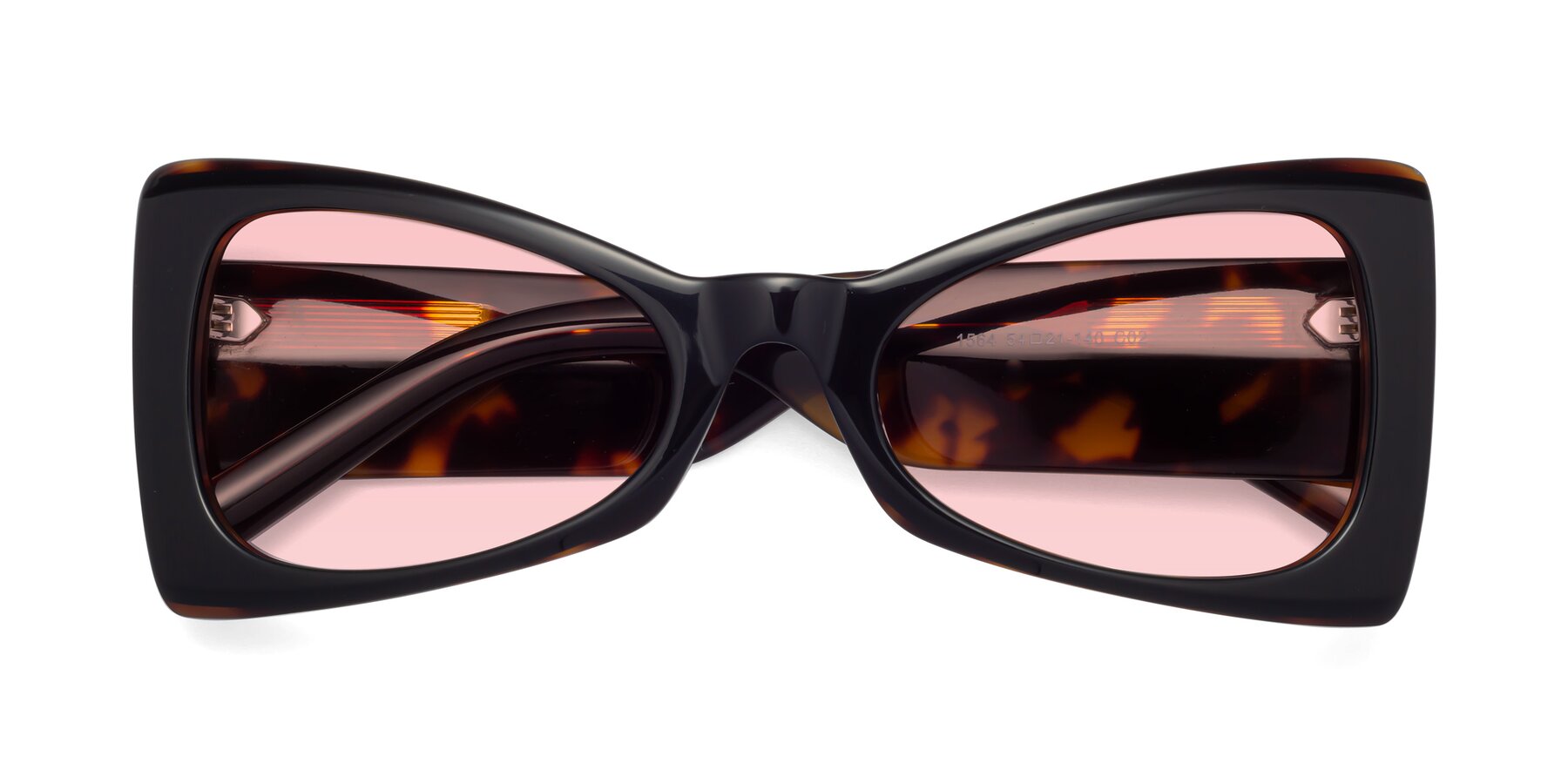 Folded Front of 1564 in Black-Tortoise with Light Garnet Tinted Lenses