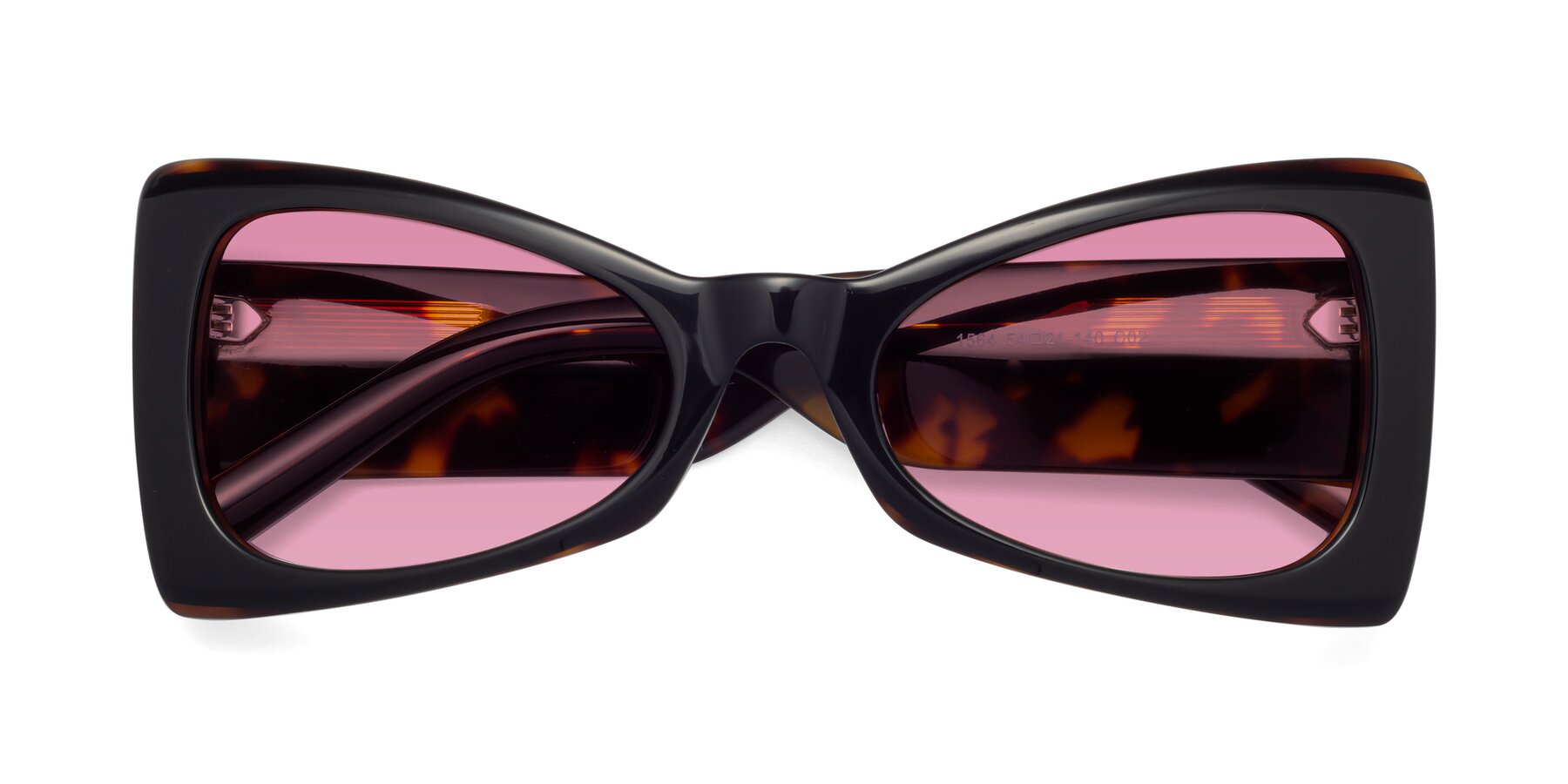 Folded Front of 1564 in Black-Tortoise with Medium Wine Tinted Lenses