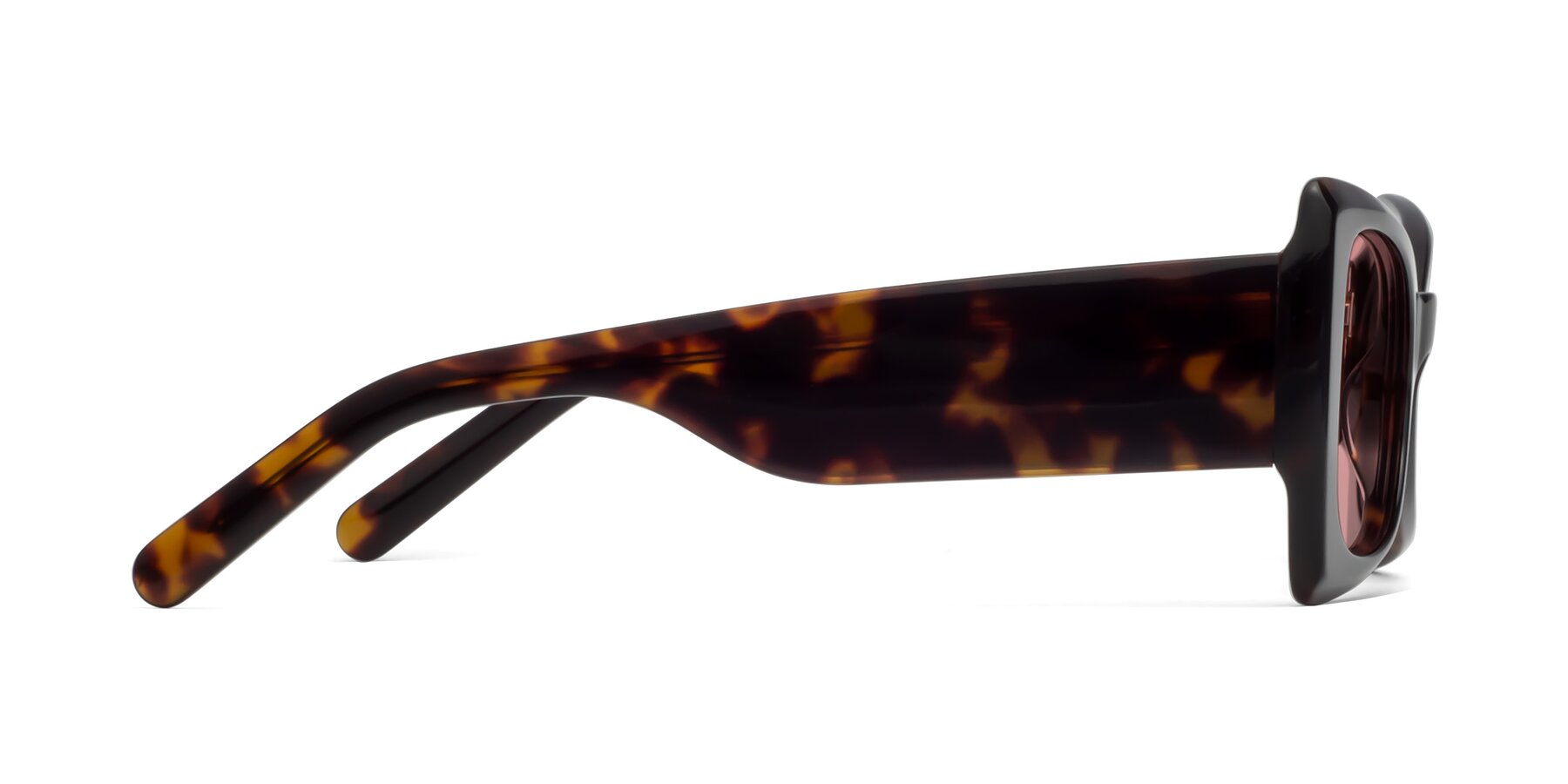 Side of 1564 in Black-Tortoise with Medium Garnet Tinted Lenses