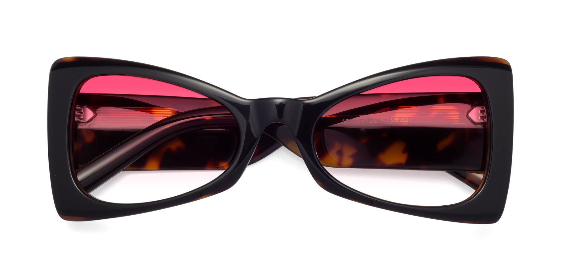 Folded Front of 1564 in Black-Tortoise with Pink Gradient Lenses