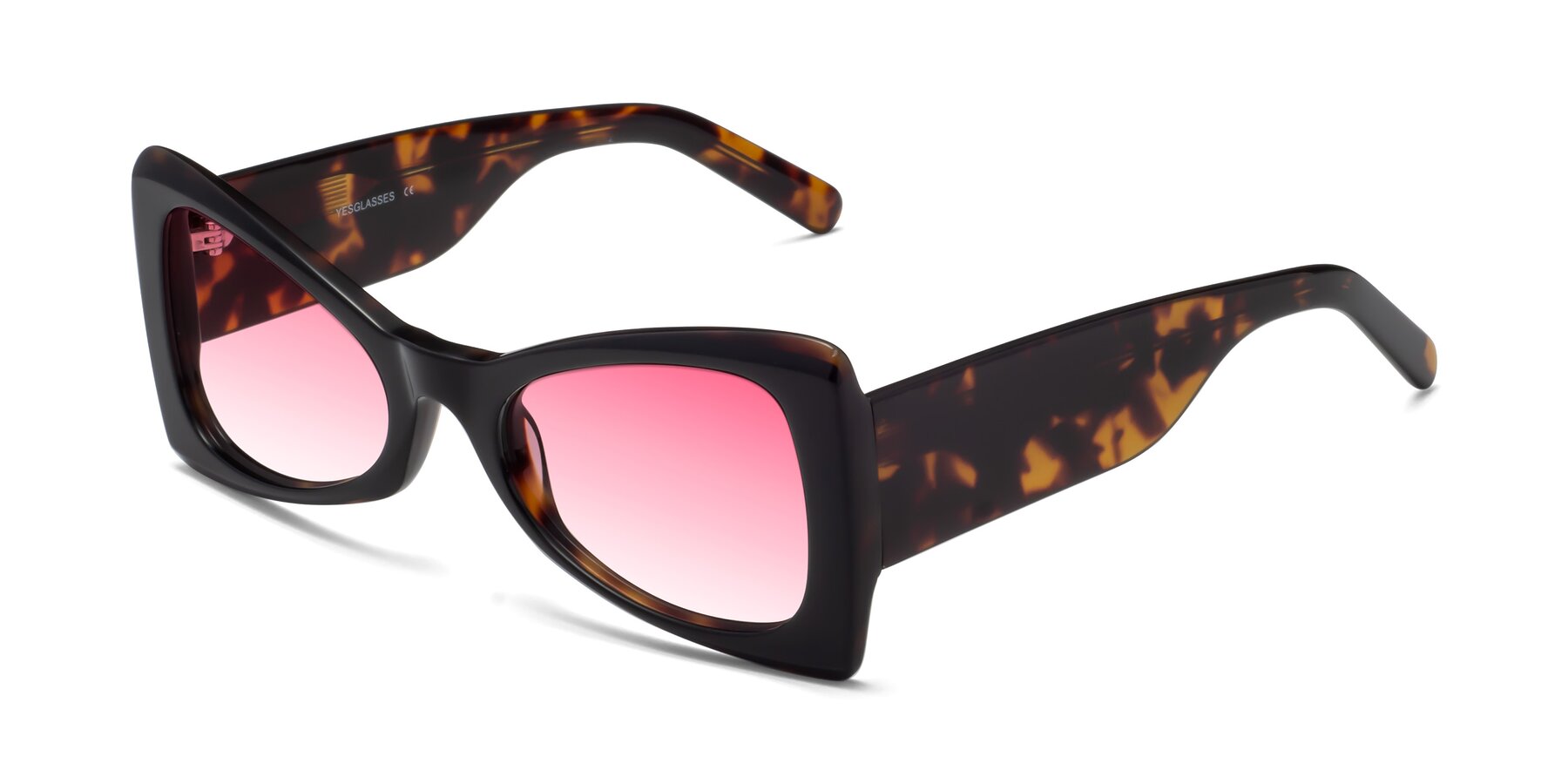Angle of 1564 in Black-Tortoise with Pink Gradient Lenses