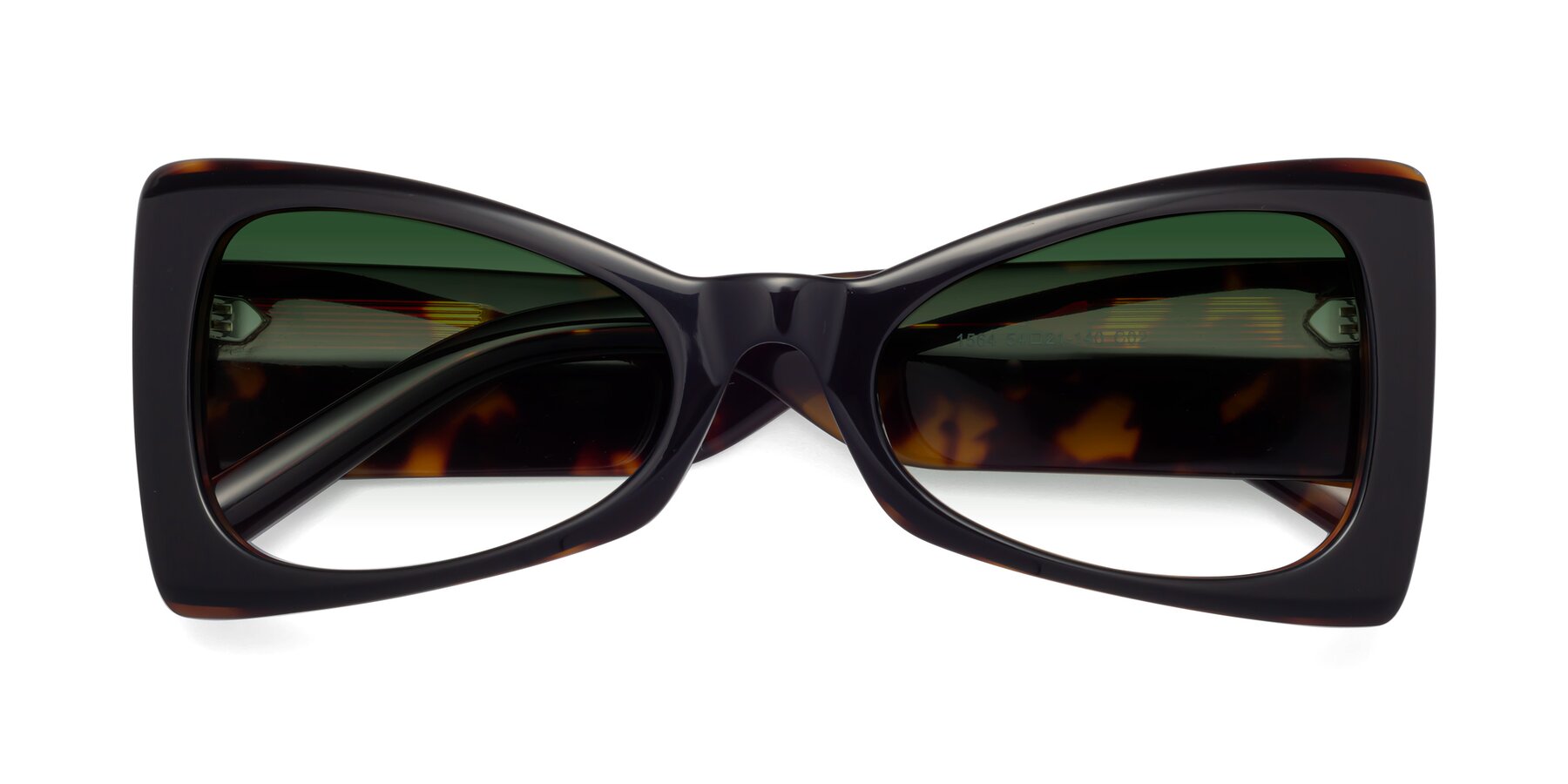 Folded Front of 1564 in Black-Tortoise with Green Gradient Lenses